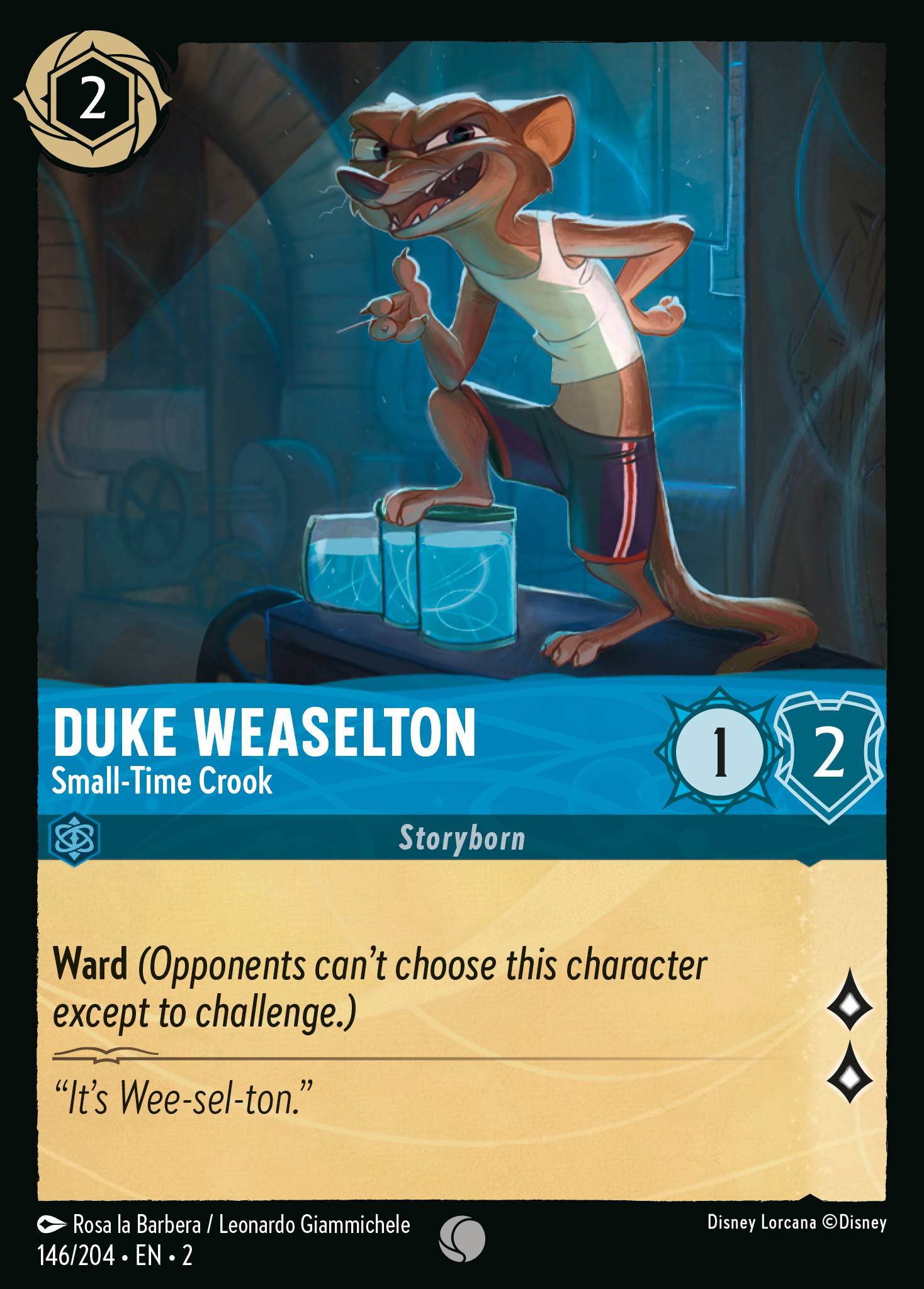 Disney Lorcana Rise of the Floodborn card #146 - Duke Weaselton - Small-Time Crook (Cold Foil)