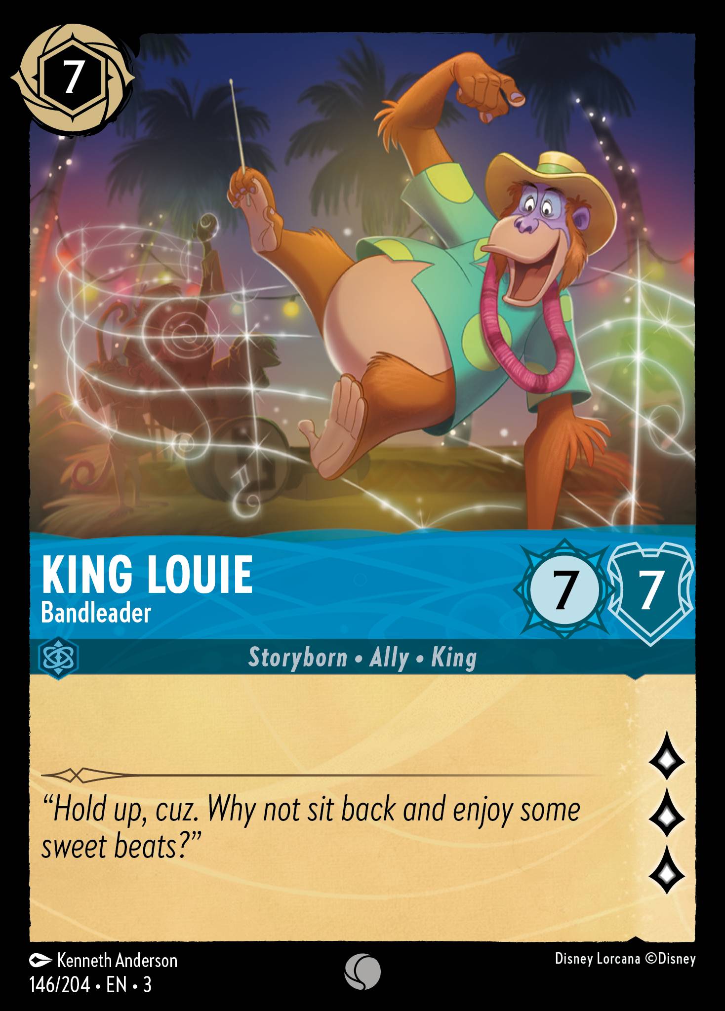 Disney Lorcana Into the Inklands card #146 - King Louie - Bandleader (Cold Foil)