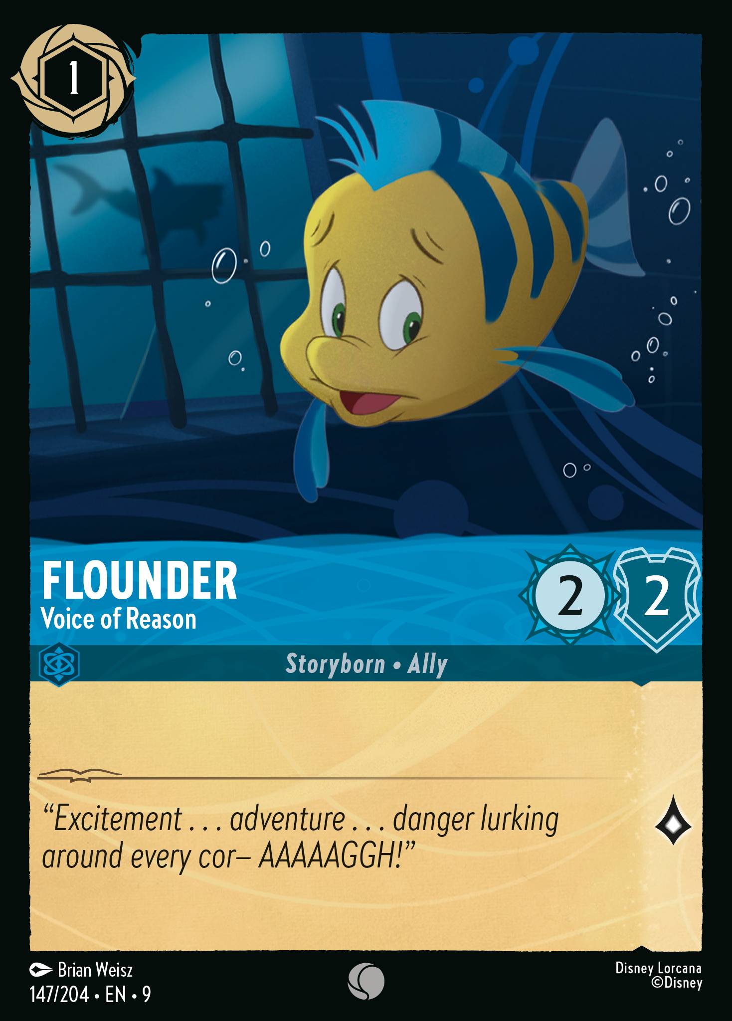 Disney Lorcana Fabled card #147 - Flounder - Voice of Reason (Non-Foil)