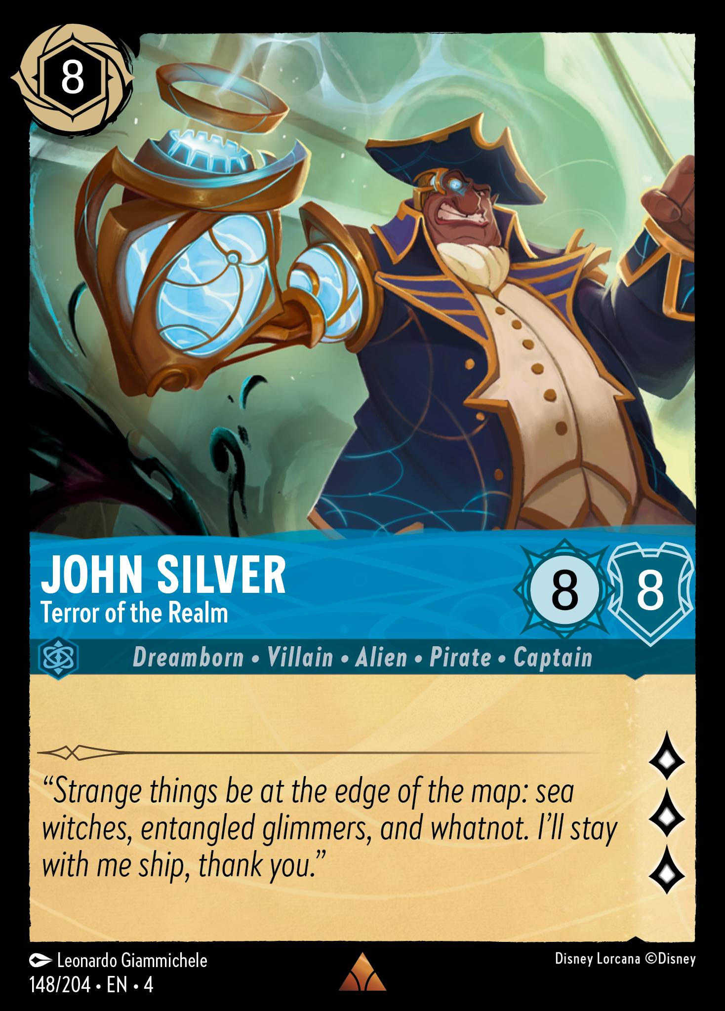 Disney Lorcana Ursula's Return card #148 - John Silver - Terror of the Realm (Cold Foil)