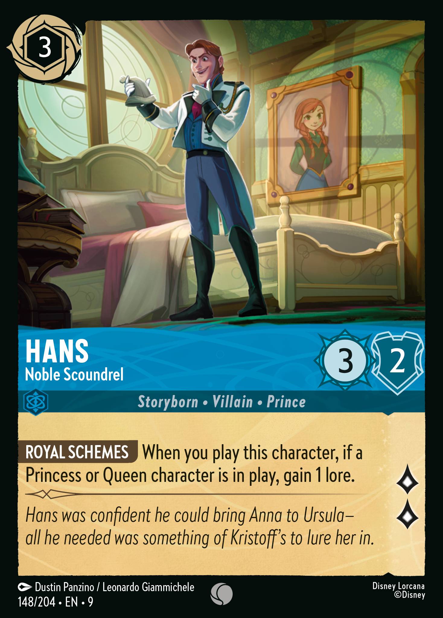 Disney Lorcana Fabled card #148 - Hans - Noble Scoundrel (Non-Foil)