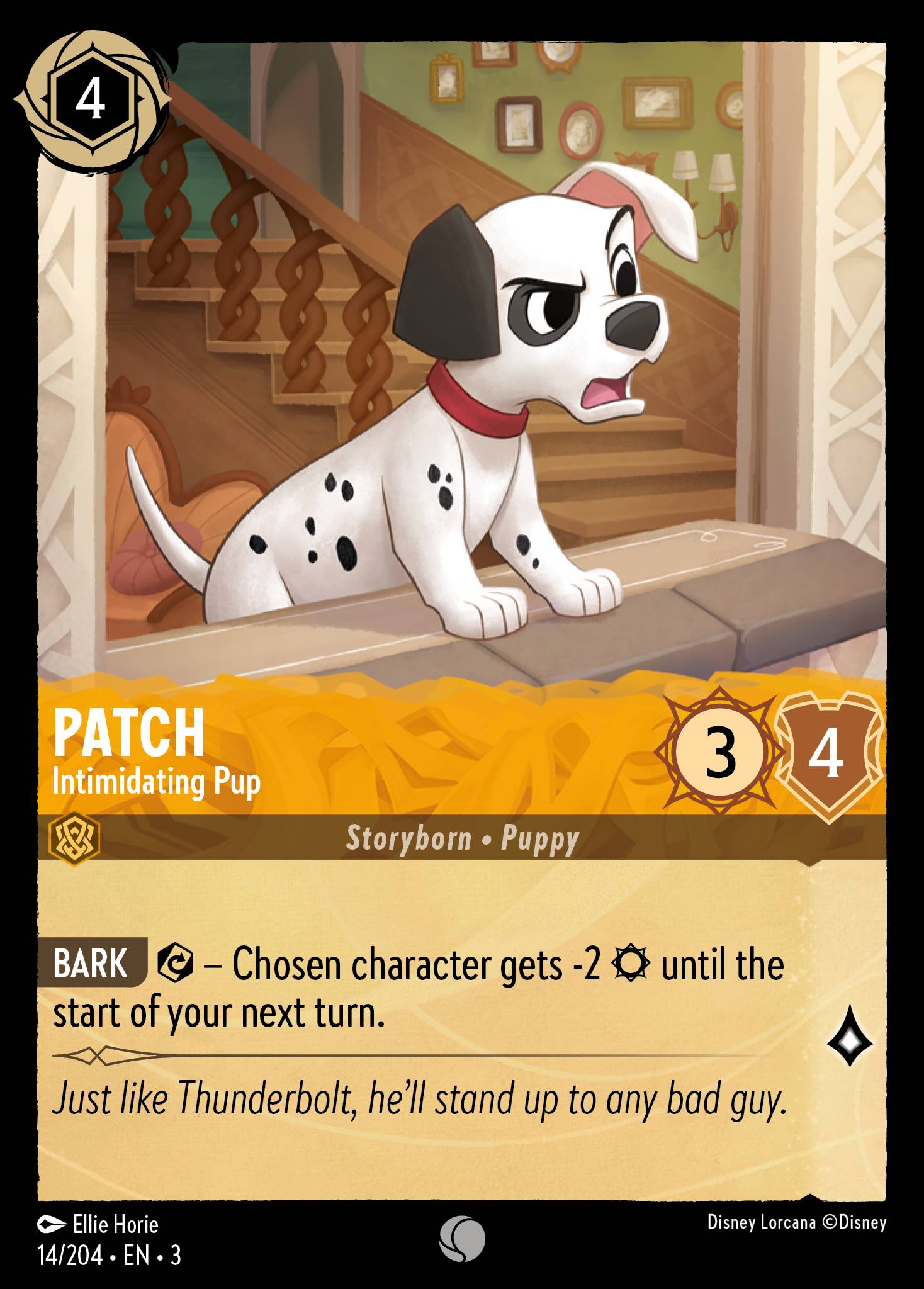 Disney Lorcana Into the Inklands card #14 - Patch - Intimidating Pup (Cold Foil)
