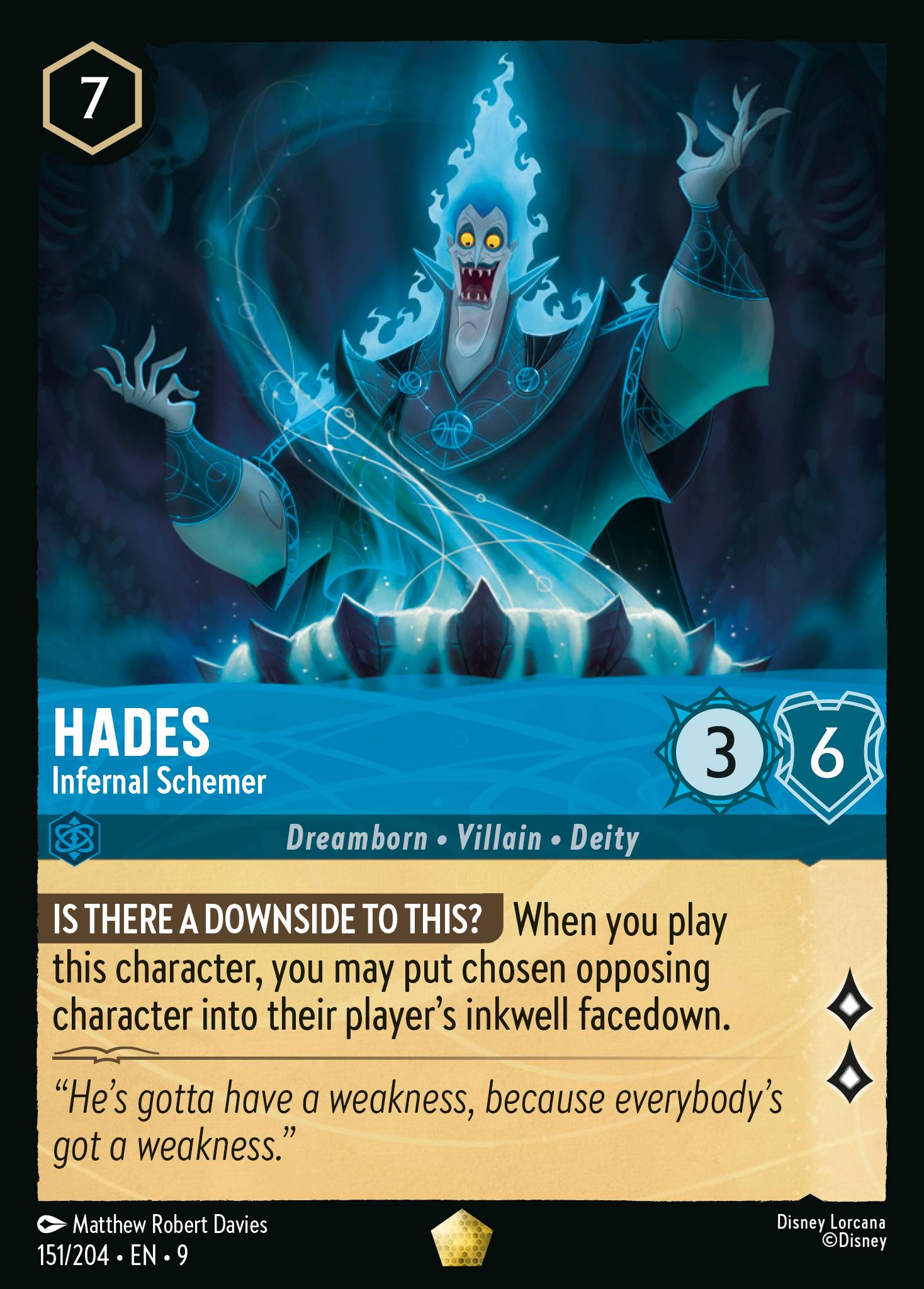 Disney Lorcana Fabled card #151 - Hades - Infernal Schemer (Non-Foil)