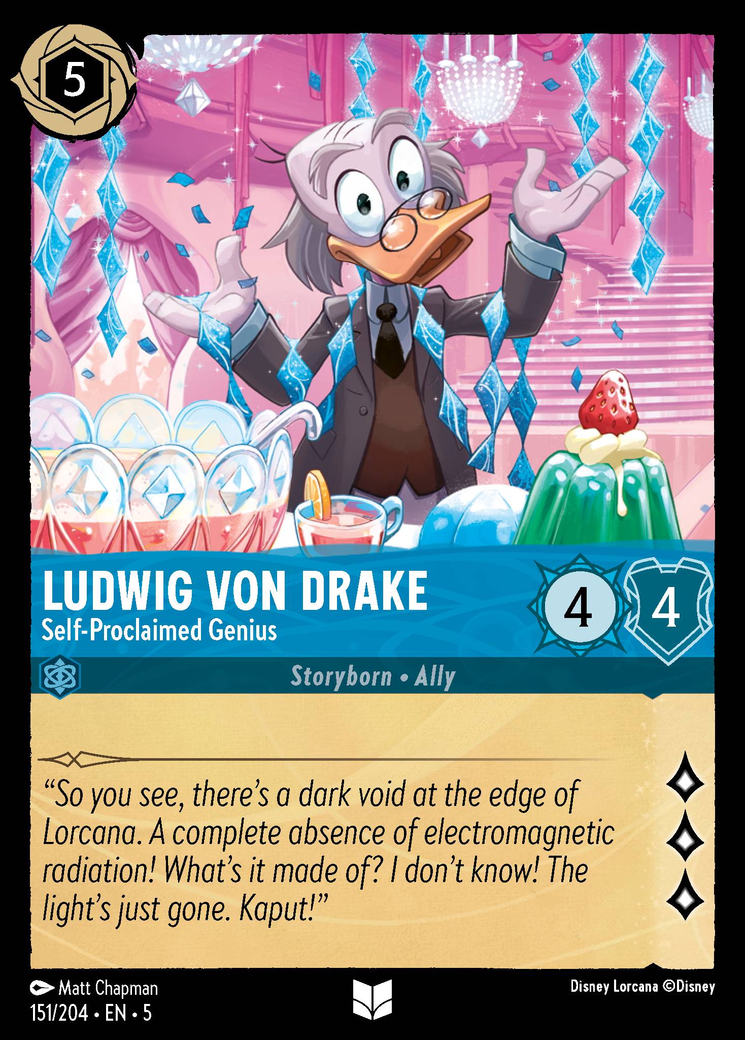 Disney Lorcana Shimmering Skies card #151 - Ludwig Von Drake - Self-Proclaimed Genius (Cold Foil)
