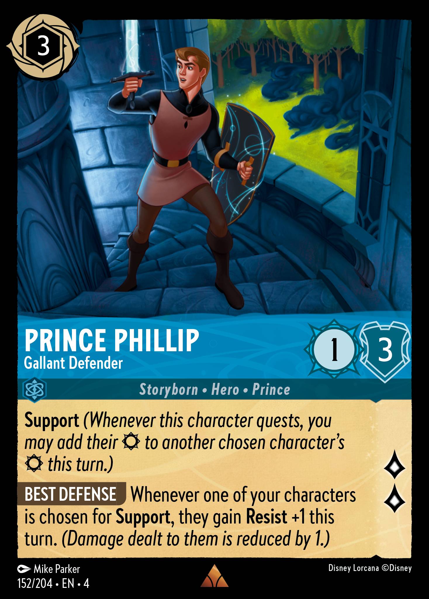 Disney Lorcana Ursula's Return card #152 - Prince Phillip - Gallant Defender (Cold Foil)