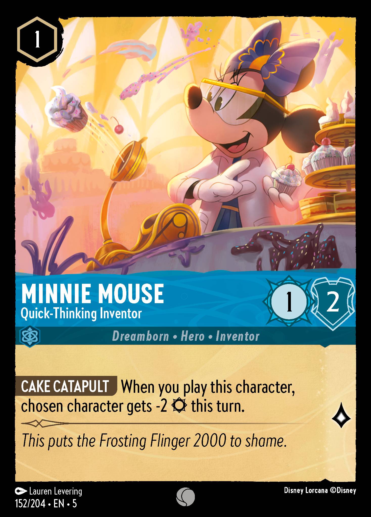 Disney Lorcana Shimmering Skies card #152 - Minnie Mouse - Quick-Thinking Inventor (Cold Foil)