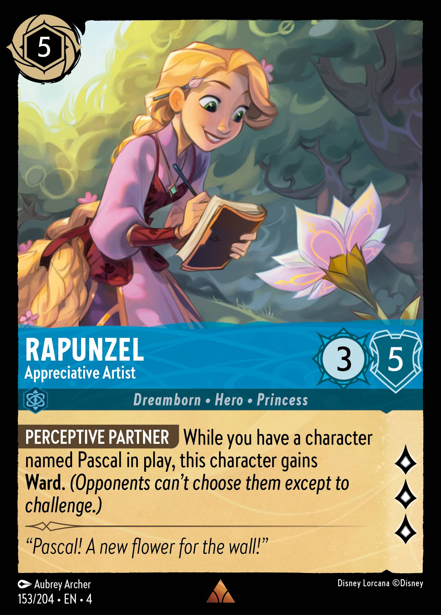 Disney Lorcana Ursula's Return card #153 - Rapunzel - Appreciative Artist (Cold Foil)