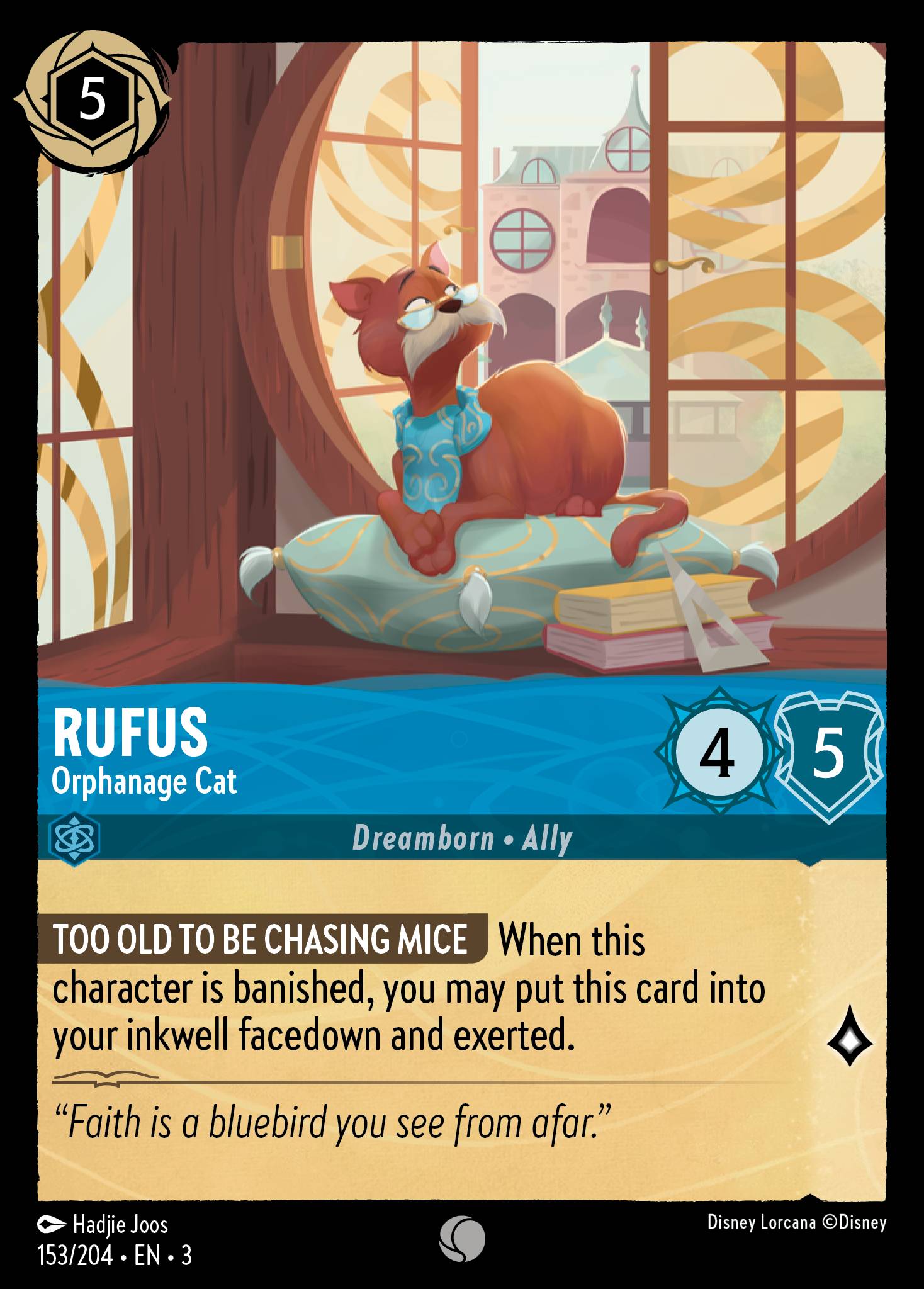 Disney Lorcana Into the Inklands card #153 - Rufus - Orphanage Cat (Cold Foil)