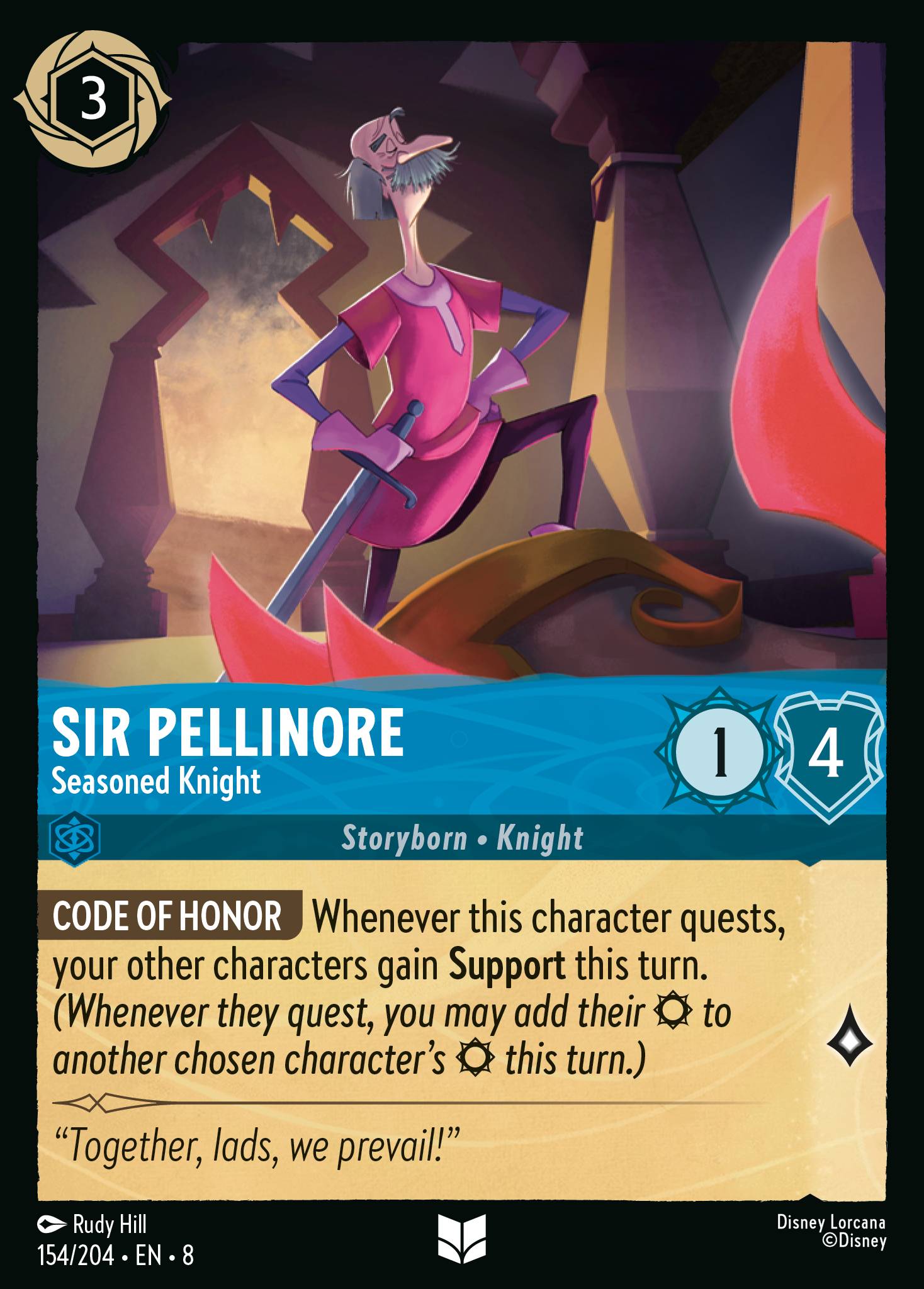Disney Lorcana The Reign of Jafar card #154 - Sir Pellinore - Seasoned Knight (Cold Foil)