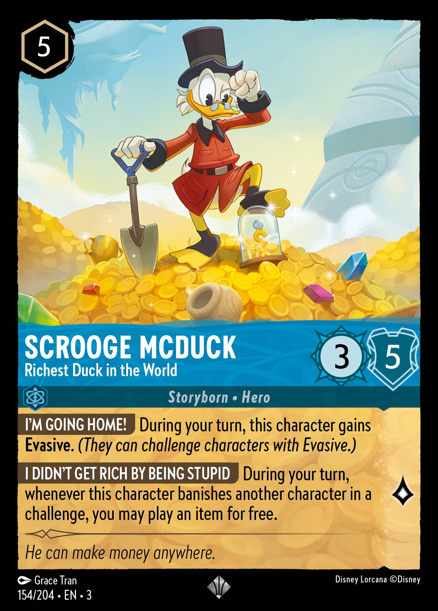 Disney Lorcana Into the Inklands card #154 - Scrooge McDuck - Richest Duck in the World (Cold Foil)