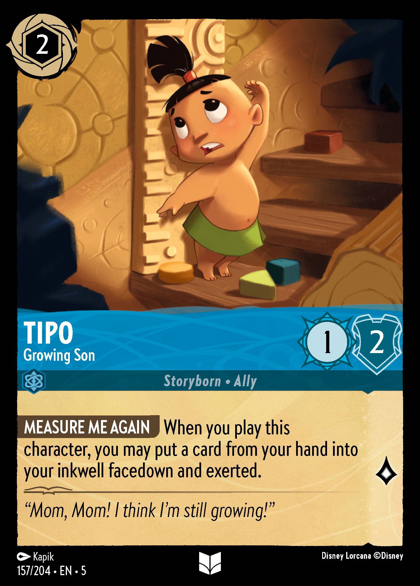 Disney Lorcana Shimmering Skies card #157 - Tipo - Growing Son (Cold Foil)
