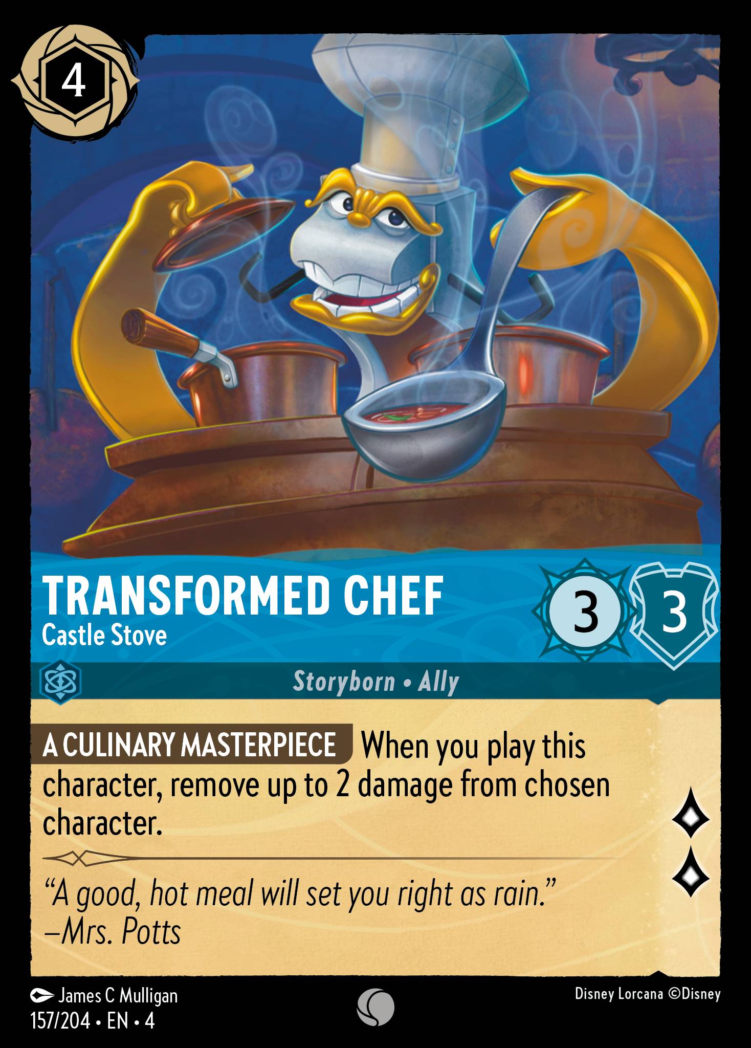 Disney Lorcana Ursula's Return card #157 - Transformed Chef - Castle Stove (Cold Foil)
