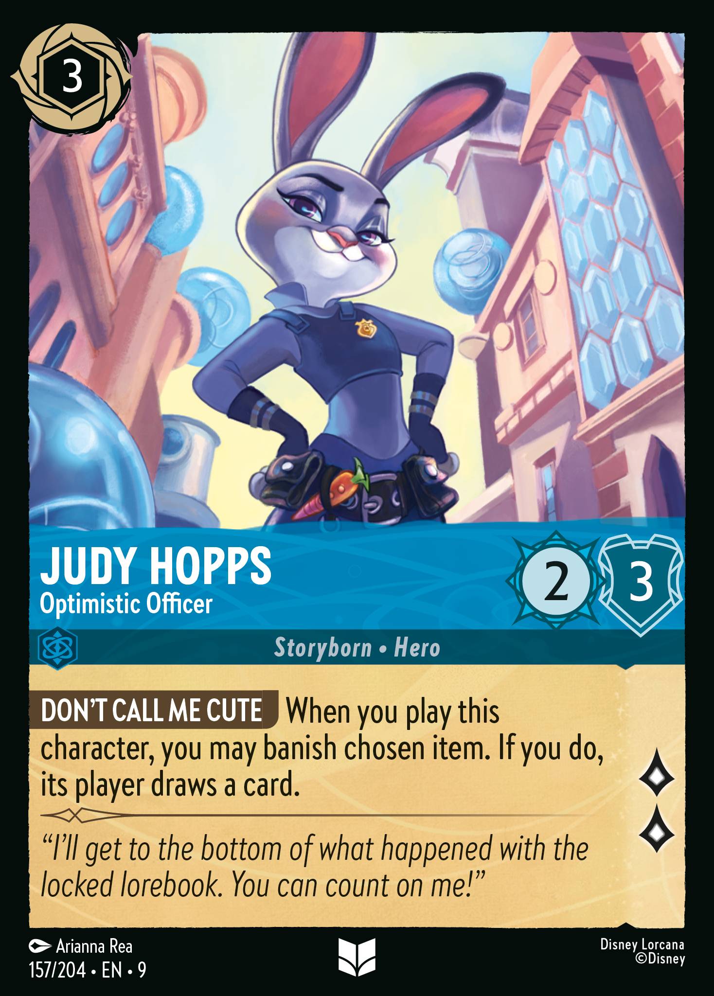 Disney Lorcana Fabled card #157 - Judy Hopps - Optimistic Officer (Non-Foil)