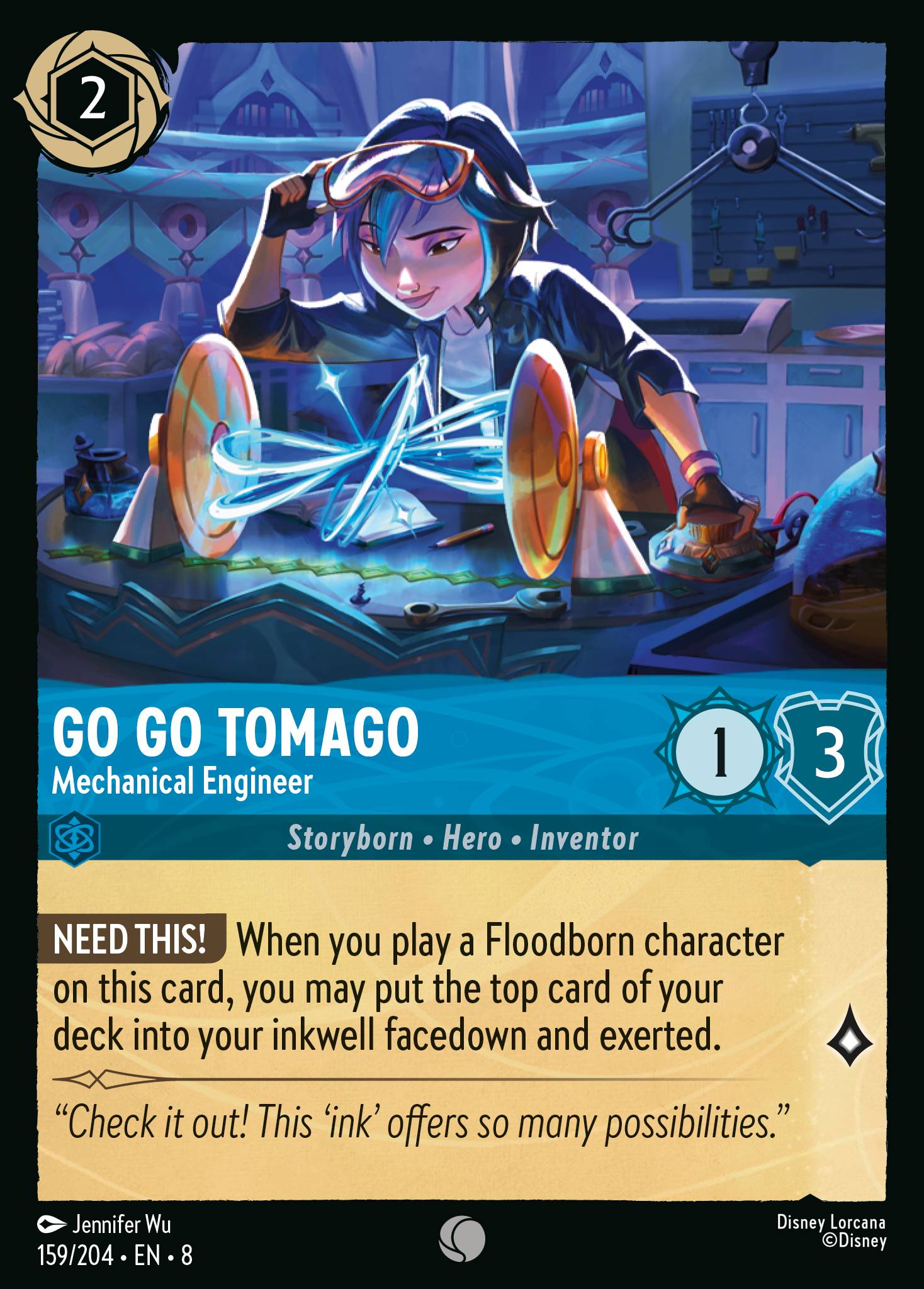 Disney Lorcana The Reign of Jafar card #159 - Go Go Tomago - Mechanical Engineer (Cold Foil)