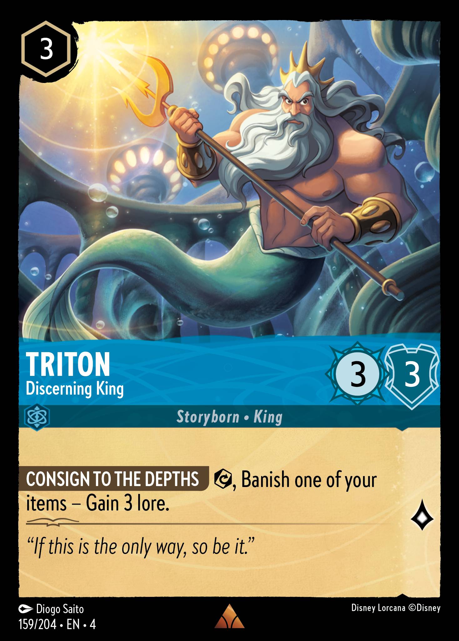 Disney Lorcana Ursula's Return card #159 - Triton - Discerning King (Cold Foil)