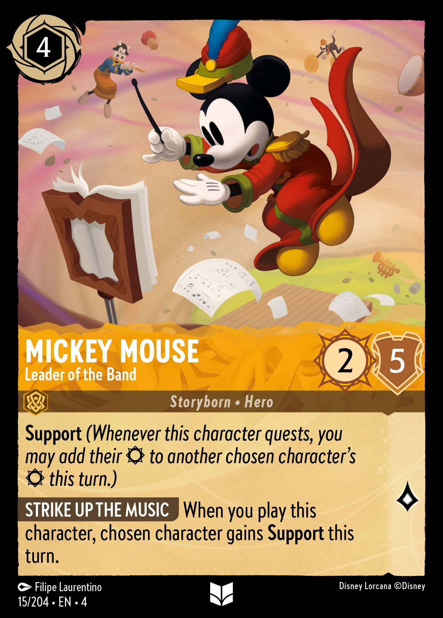 Disney Lorcana Ursula's Return card #15 - Mickey Mouse - Leader of the Band (Cold Foil)