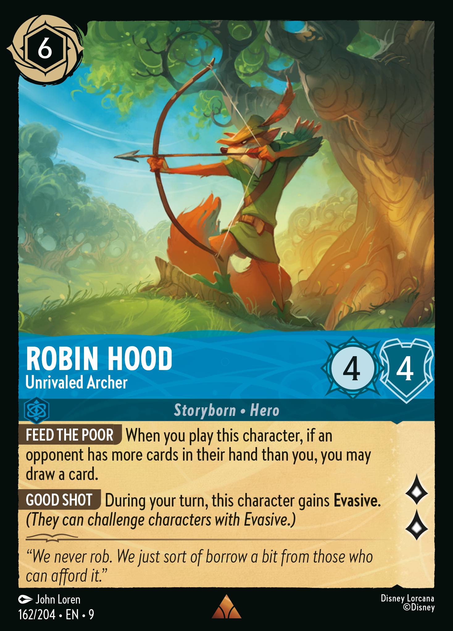 Disney Lorcana Fabled card #162 - Robin Hood - Unrivaled Archer (Non-Foil)