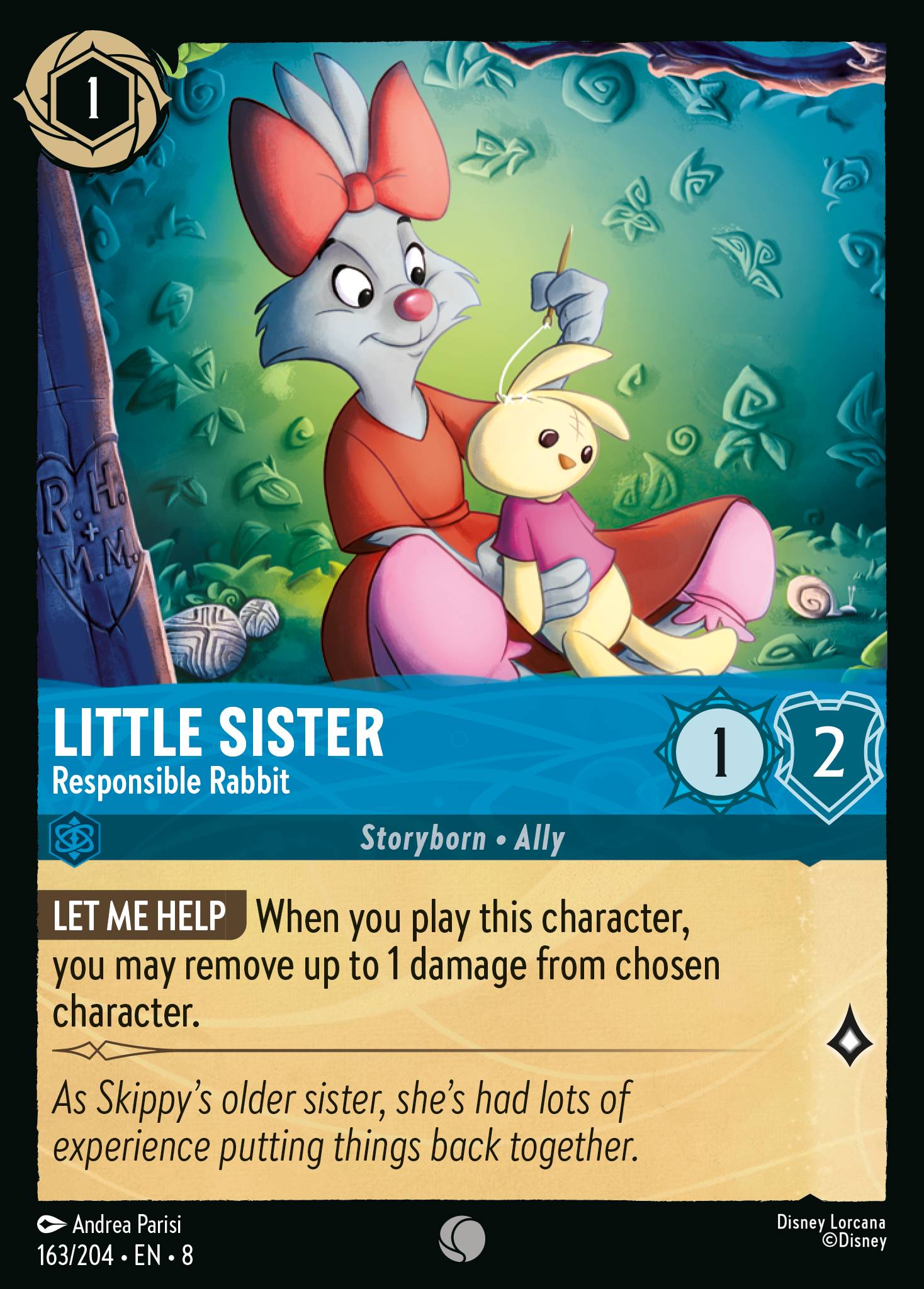 Disney Lorcana The Reign of Jafar card #163 - Little Sister - Responsible Rabbit (Cold Foil)