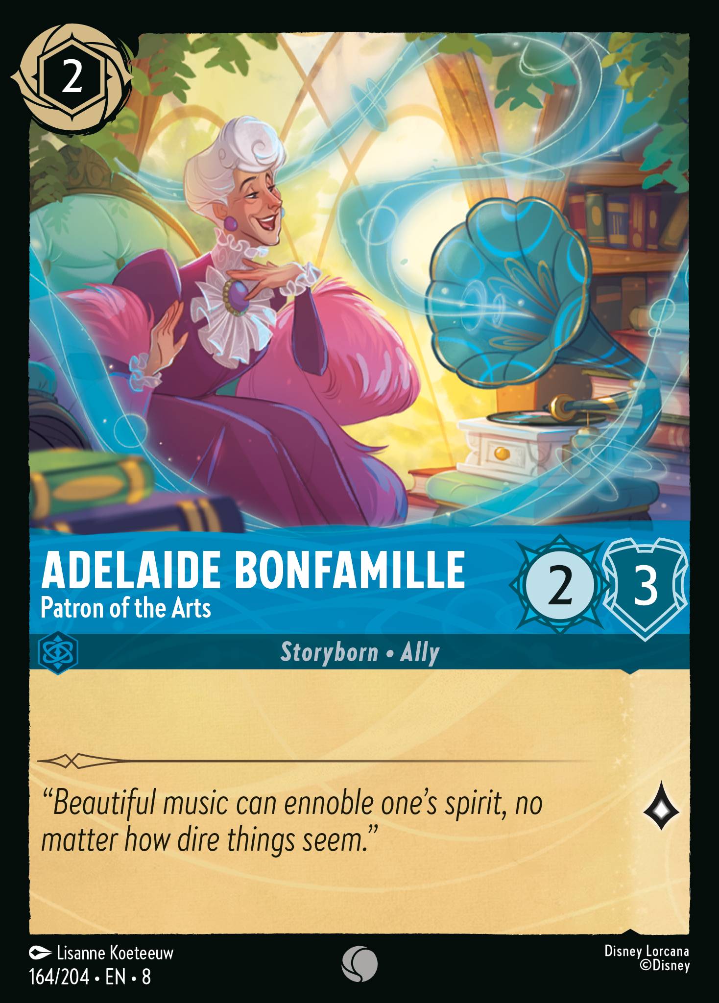 Disney Lorcana The Reign of Jafar card #164 - Adelaide Bonfamille - Patron of the Arts (Cold Foil)