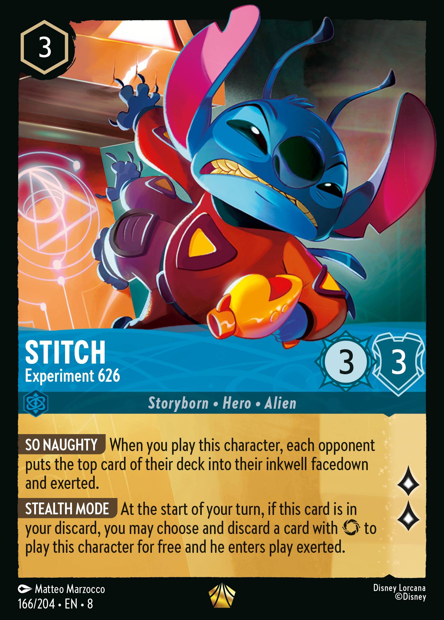 Disney Lorcana The Reign of Jafar card #166 - Stitch - Experiment 626 (Cold Foil)