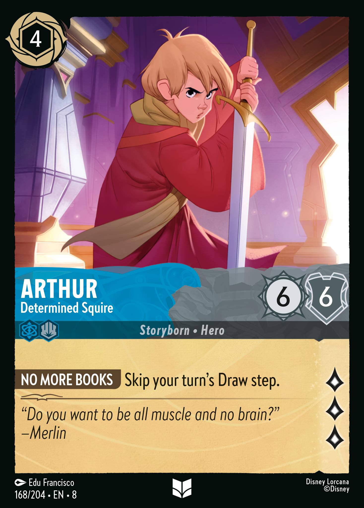 Disney Lorcana The Reign of Jafar card #168 - Arthur - Determined Squire (Cold Foil)