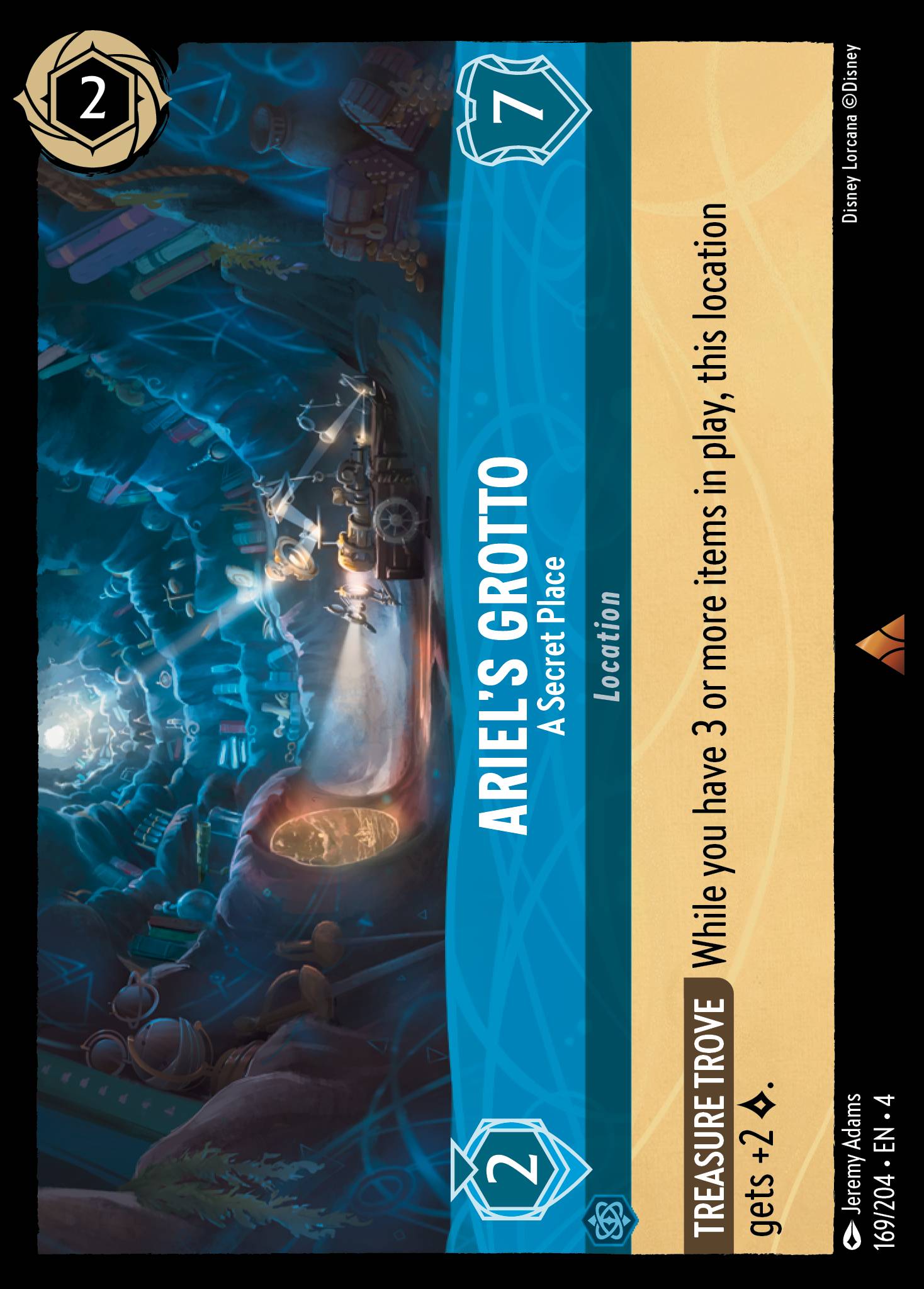 Disney Lorcana Ursula's Return card #169 - Ariel's Grotto - A Secret Place (Cold Foil)