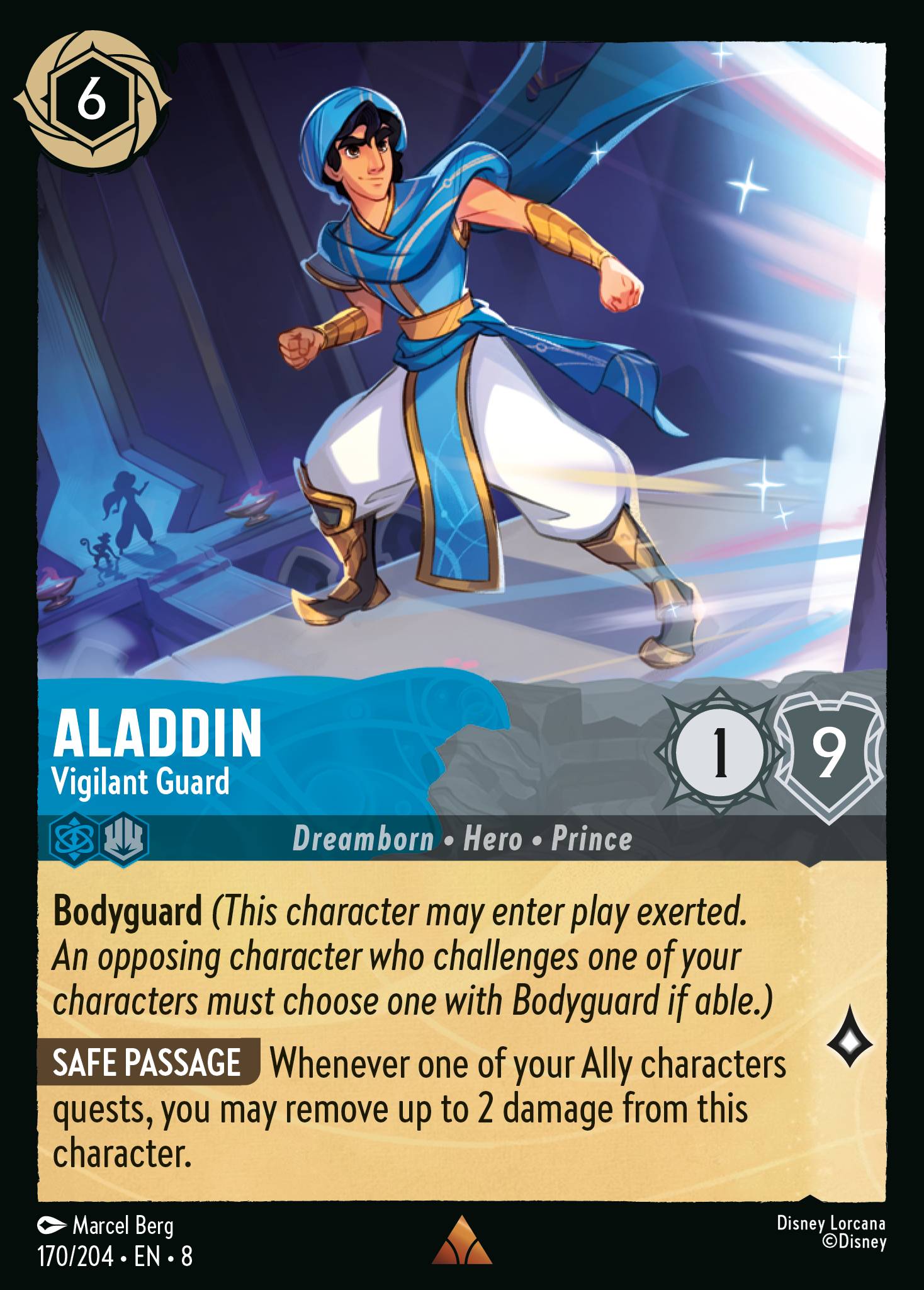 Disney Lorcana The Reign of Jafar card #170 - Aladdin - Vigilant Guard (Cold Foil)