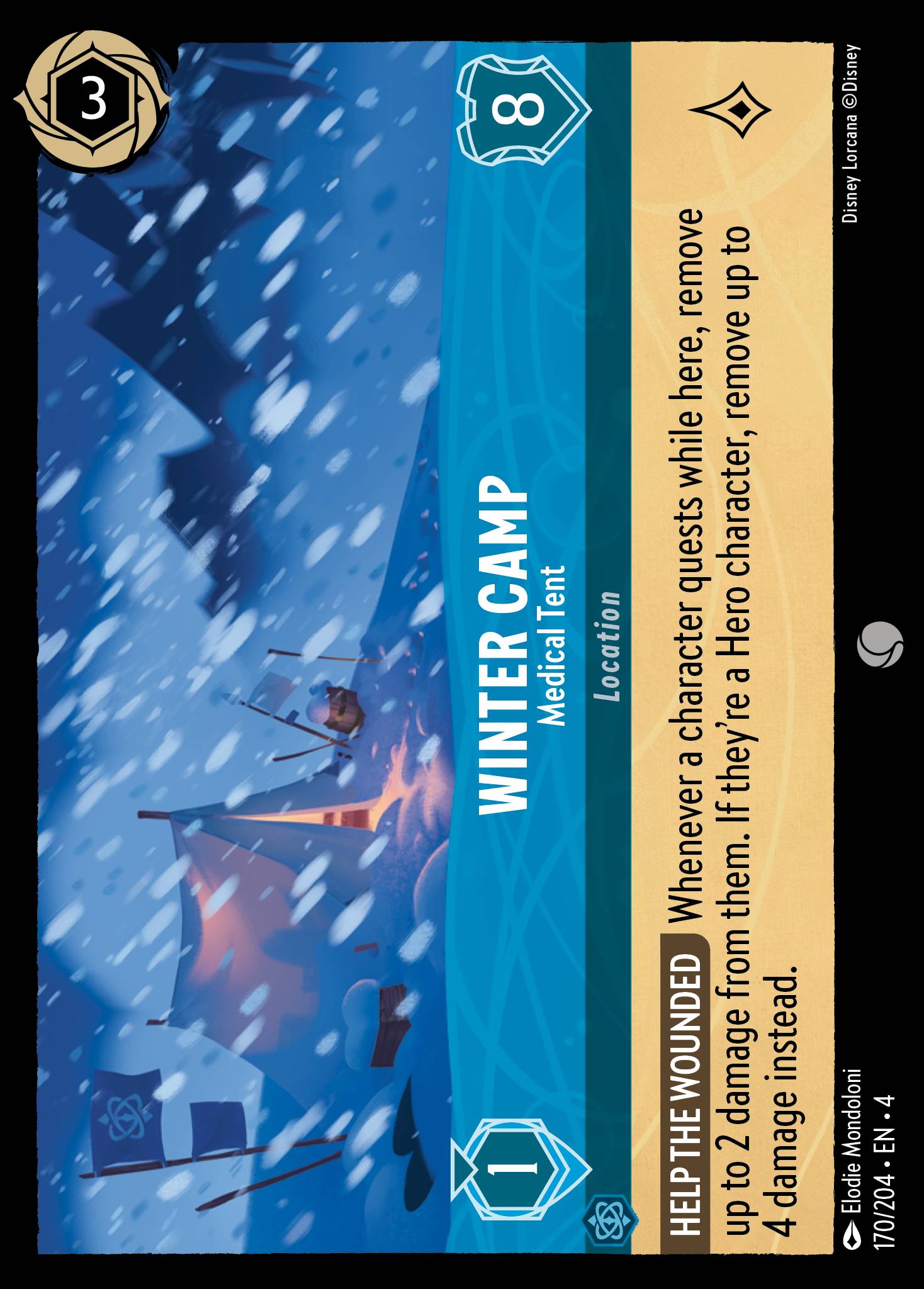 Disney Lorcana Ursula's Return card #170 - Winter Camp - Medical Tent (Cold Foil)