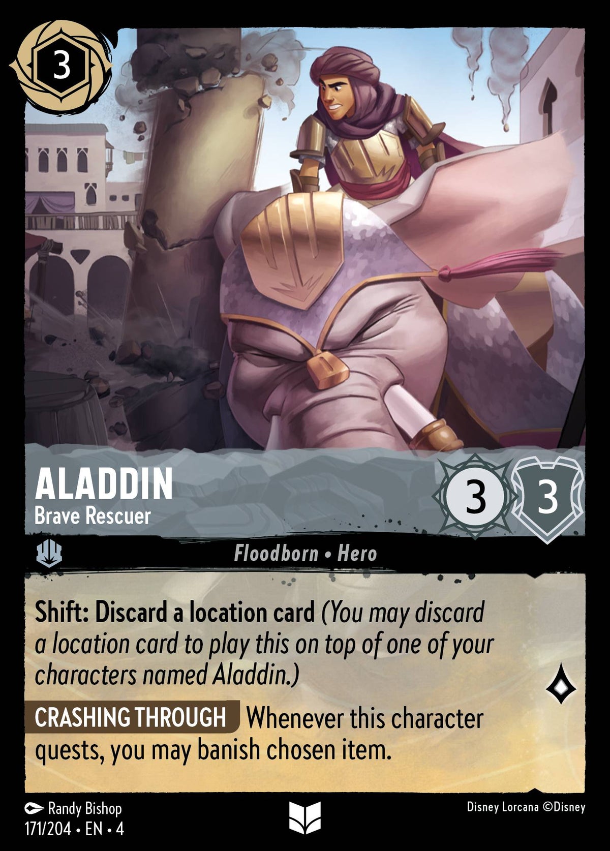 Disney Lorcana Ursula's Return card #171 - Aladdin - Brave Rescuer (Cold Foil)