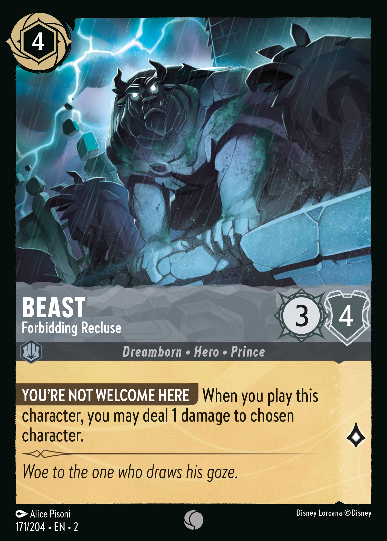 Disney Lorcana Rise of the Floodborn card #171 - Beast - Forbidding Recluse (Cold Foil)