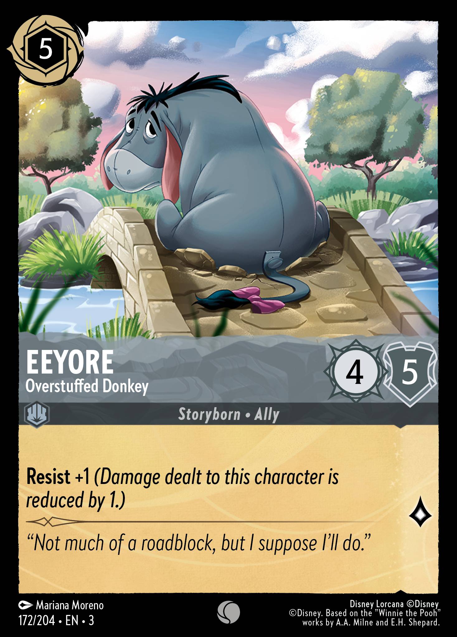 Disney Lorcana Into the Inklands card #172 - Eeyore - Overstuffed Donkey (Cold Foil)