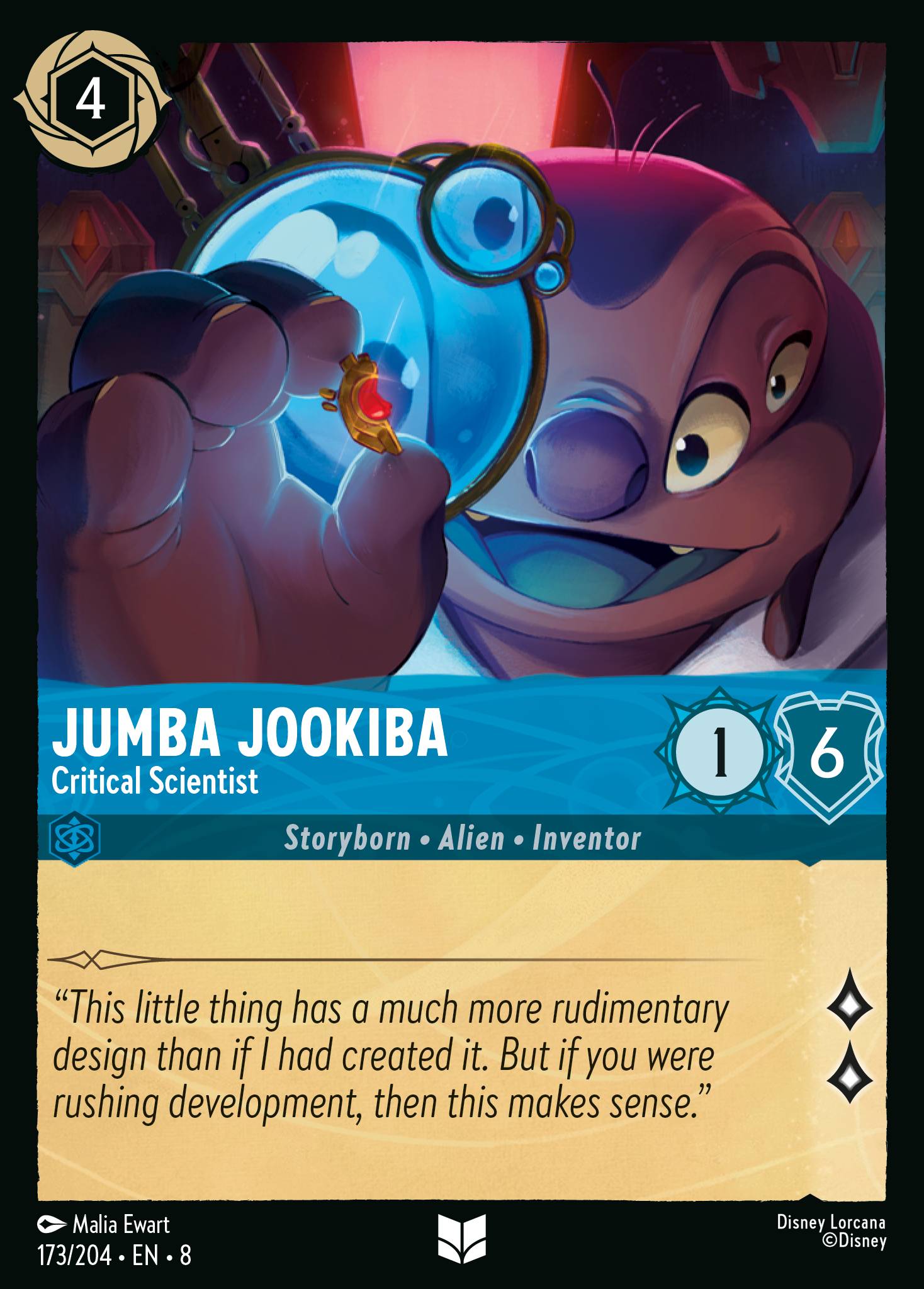 Disney Lorcana The Reign of Jafar card #173 - Jumba Jookiba - Critical Scientist (Cold Foil)