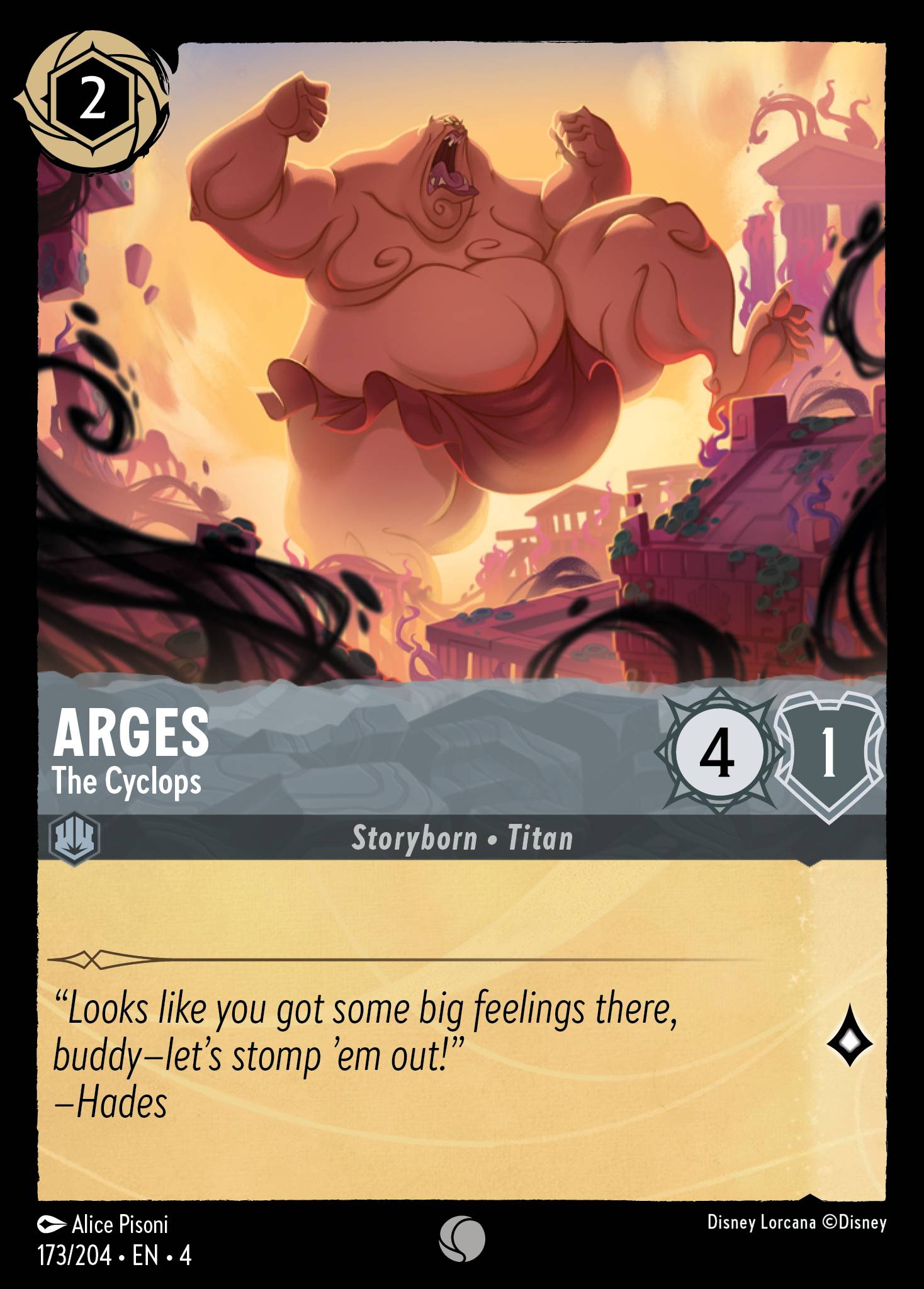 Disney Lorcana Ursula's Return card #173 - Arges - The Cyclops (Cold Foil)