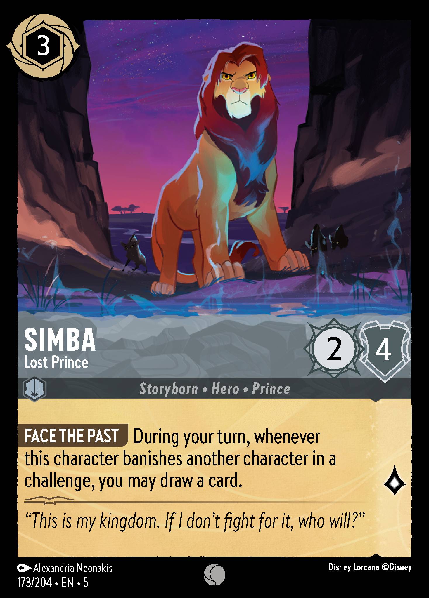 Disney Lorcana Shimmering Skies card #173 - Simba - Lost Prince (Cold Foil)