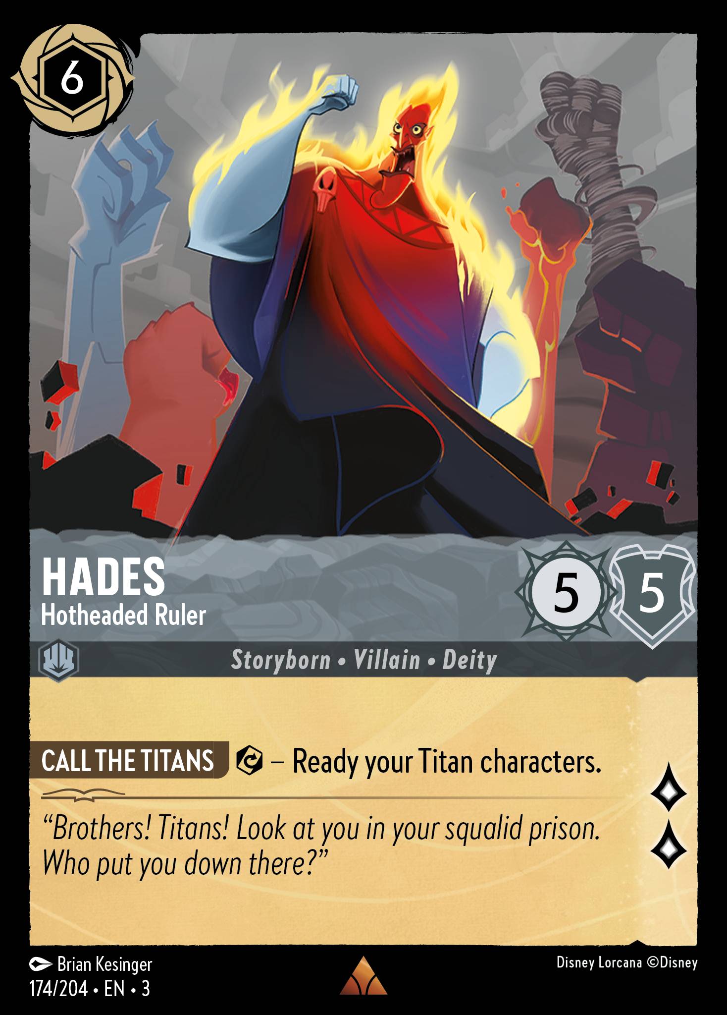 Disney Lorcana Into the Inklands card #174 - Hades - Hotheaded Ruler (Cold Foil)