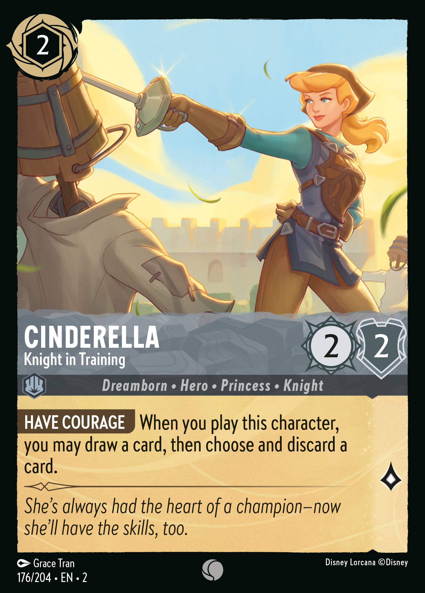 Disney Lorcana Rise of the Floodborn card #176 - Cinderella - Knight in Training (Cold Foil)