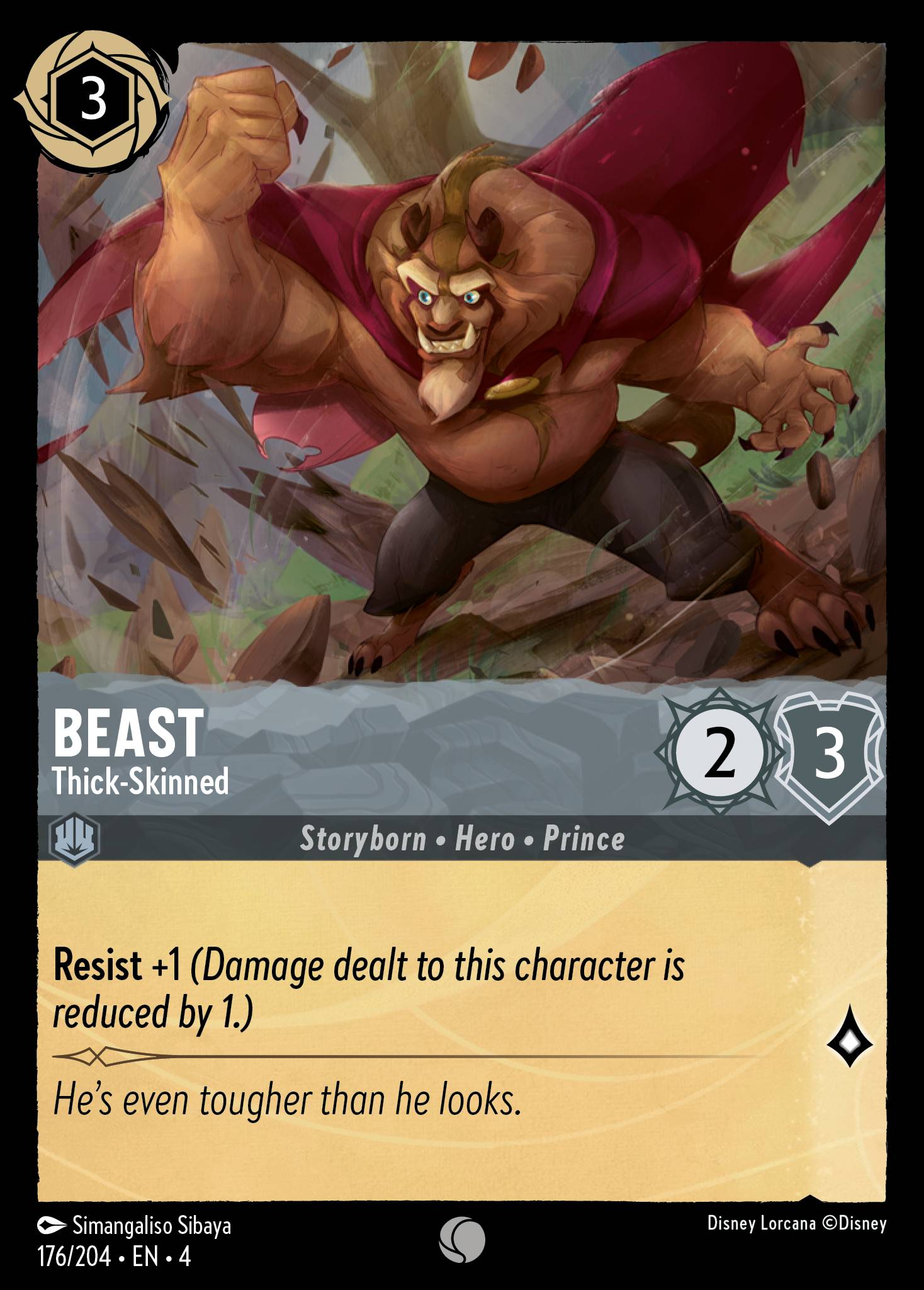 Disney Lorcana Ursula's Return card #176 - Beast - Thick-Skinned (Cold Foil)