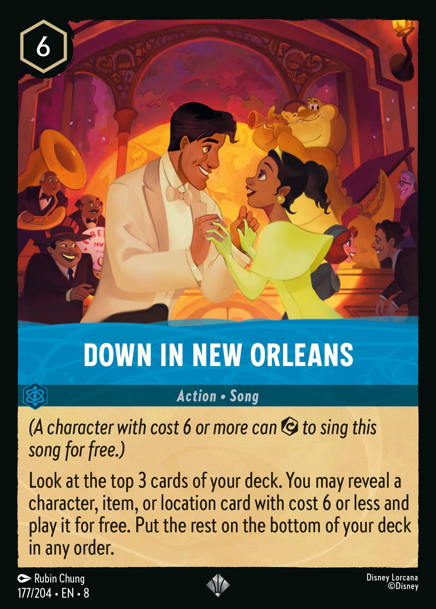 Disney Lorcana The Reign of Jafar card #177 - Down in New Orleans (Cold Foil)