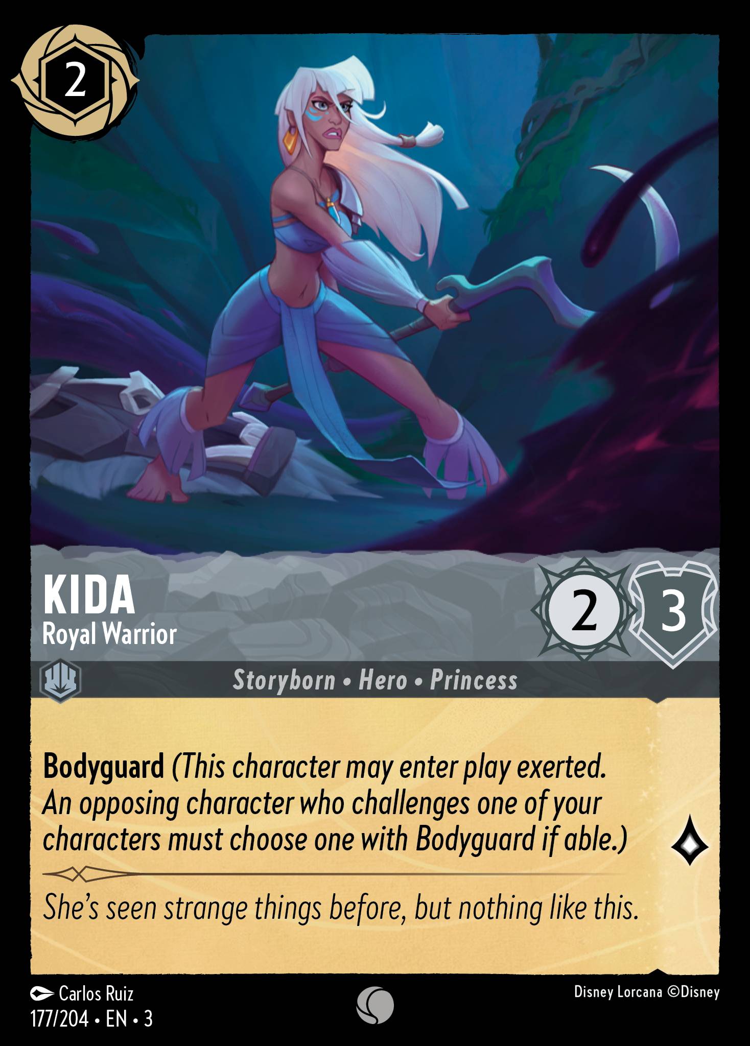 Disney Lorcana Into the Inklands card #177 - Kida - Royal Warrior (Cold Foil)