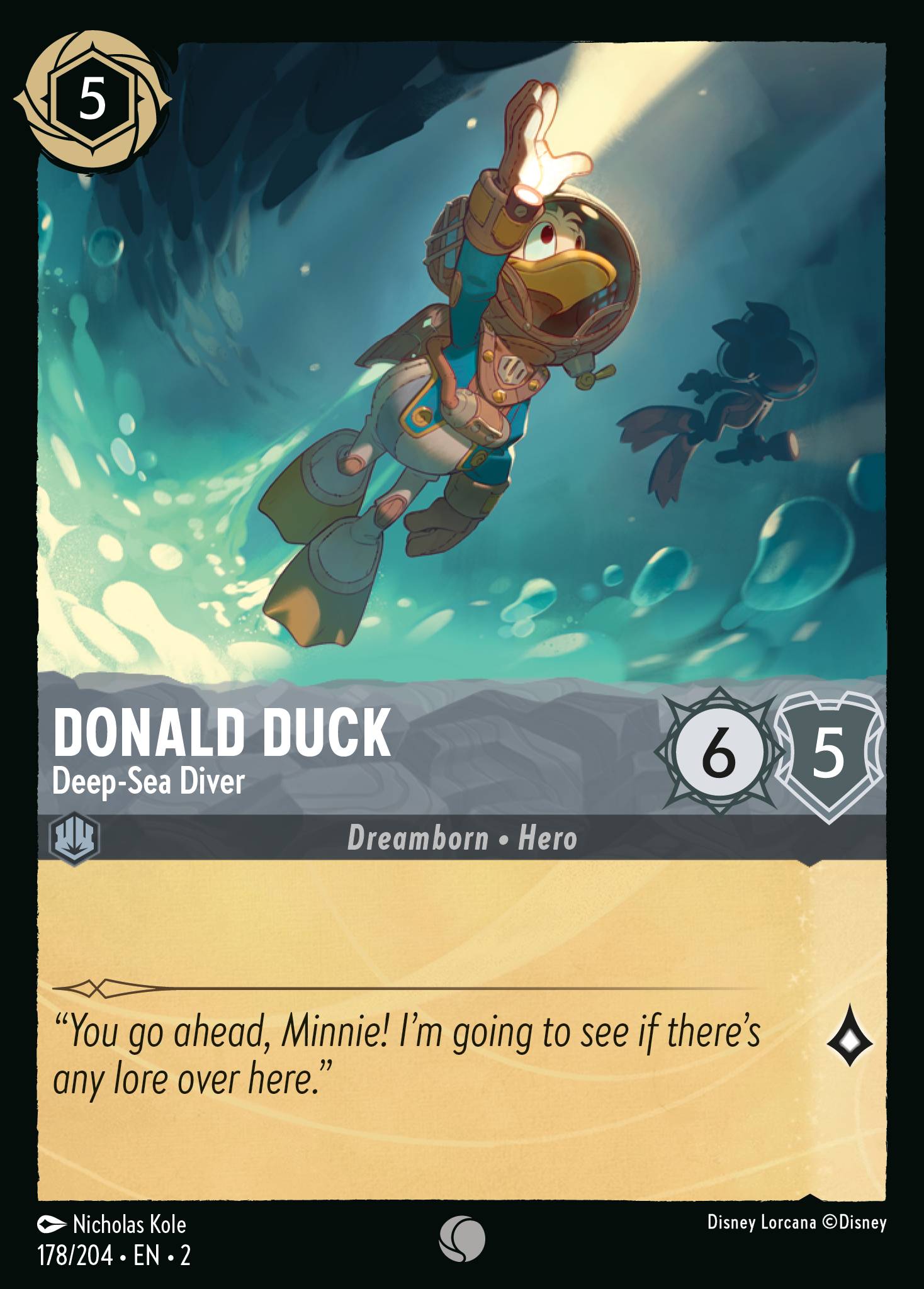 Disney Lorcana Rise of the Floodborn card #178 - Donald Duck - Deep-Sea Diver (Cold Foil)