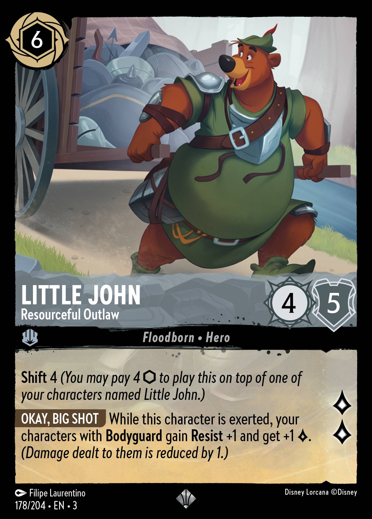 Disney Lorcana Into the Inklands card #178 - Little John - Resourceful Outlaw (Cold Foil)