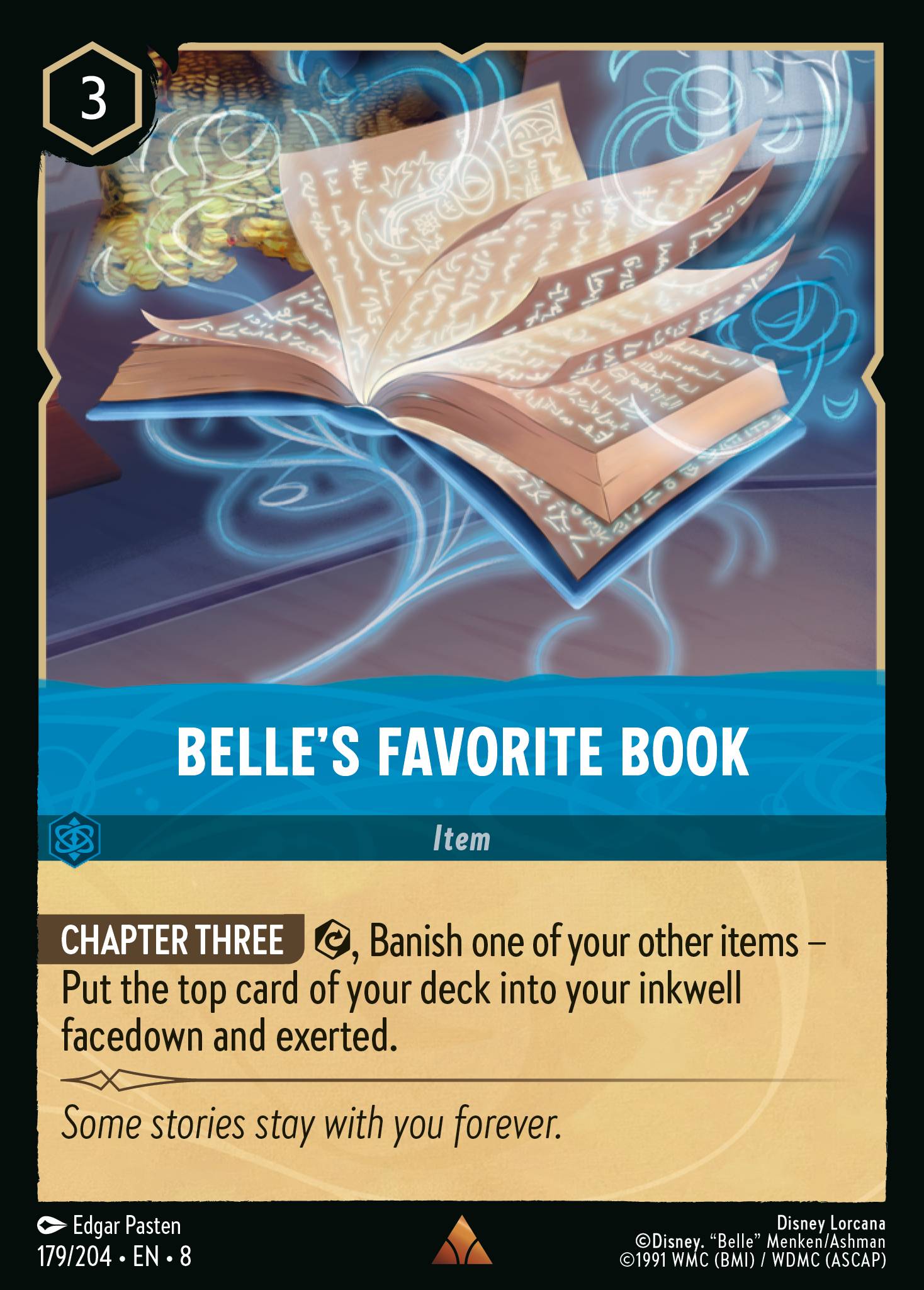 Disney Lorcana The Reign of Jafar card #179 - Belle's Favorite Book (Cold Foil)