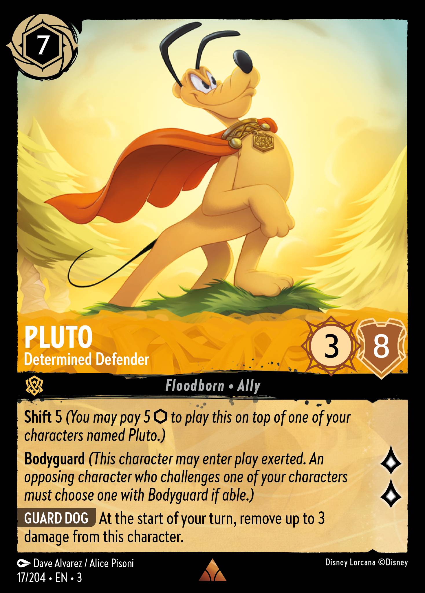 Disney Lorcana Into the Inklands card #17 - Pluto - Determined Defender (Cold Foil)