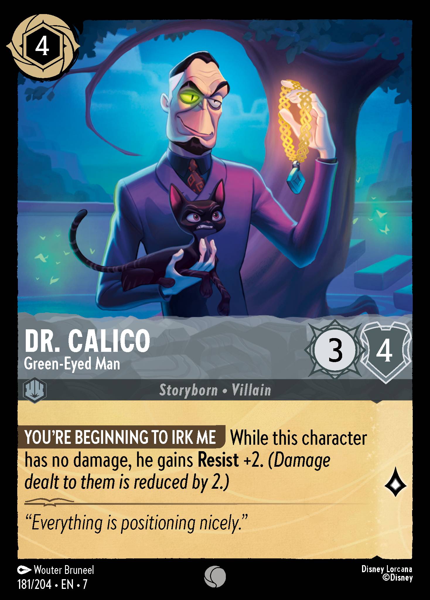 Disney Lorcana Archazia's Island card #181 - Dr. Calico - Green-Eyed Man (Cold Foil)