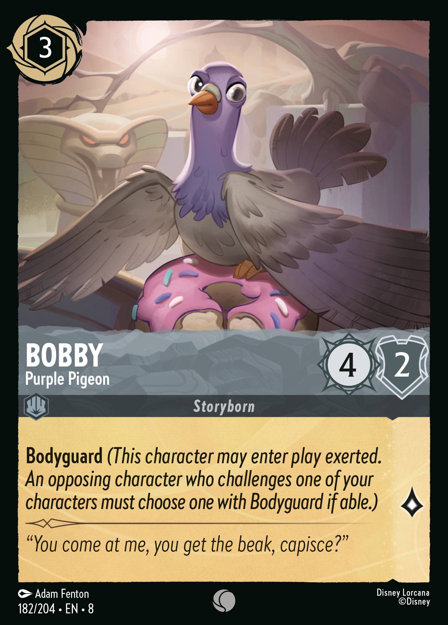 Disney Lorcana The Reign of Jafar card #182 - Bobby - Purple Pigeon (Cold Foil)