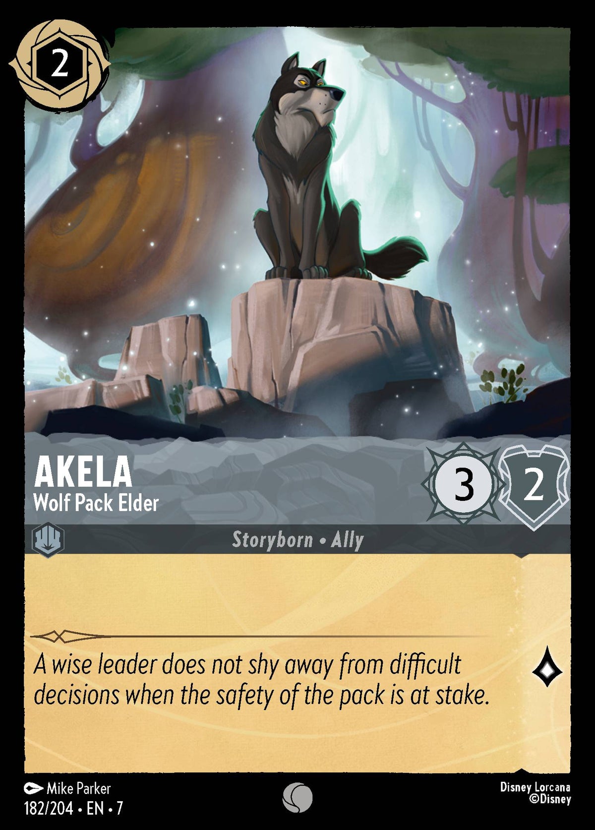 Disney Lorcana Archazia's Island card #182 - Akela - Wolf Pack Elder (Cold Foil)