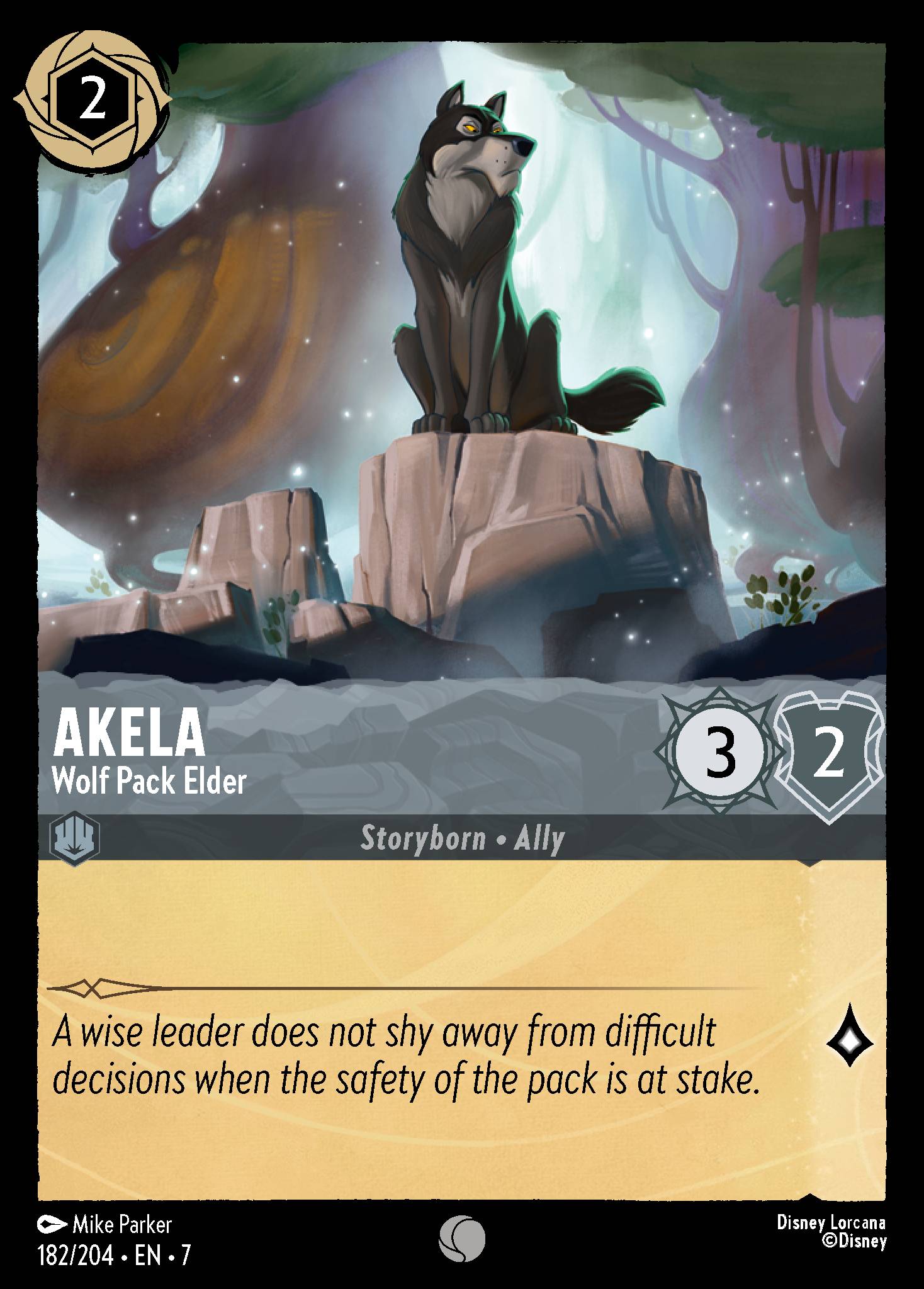Disney Lorcana Archazia's Island card #182 - Akela - Wolf Pack Elder (Cold Foil)