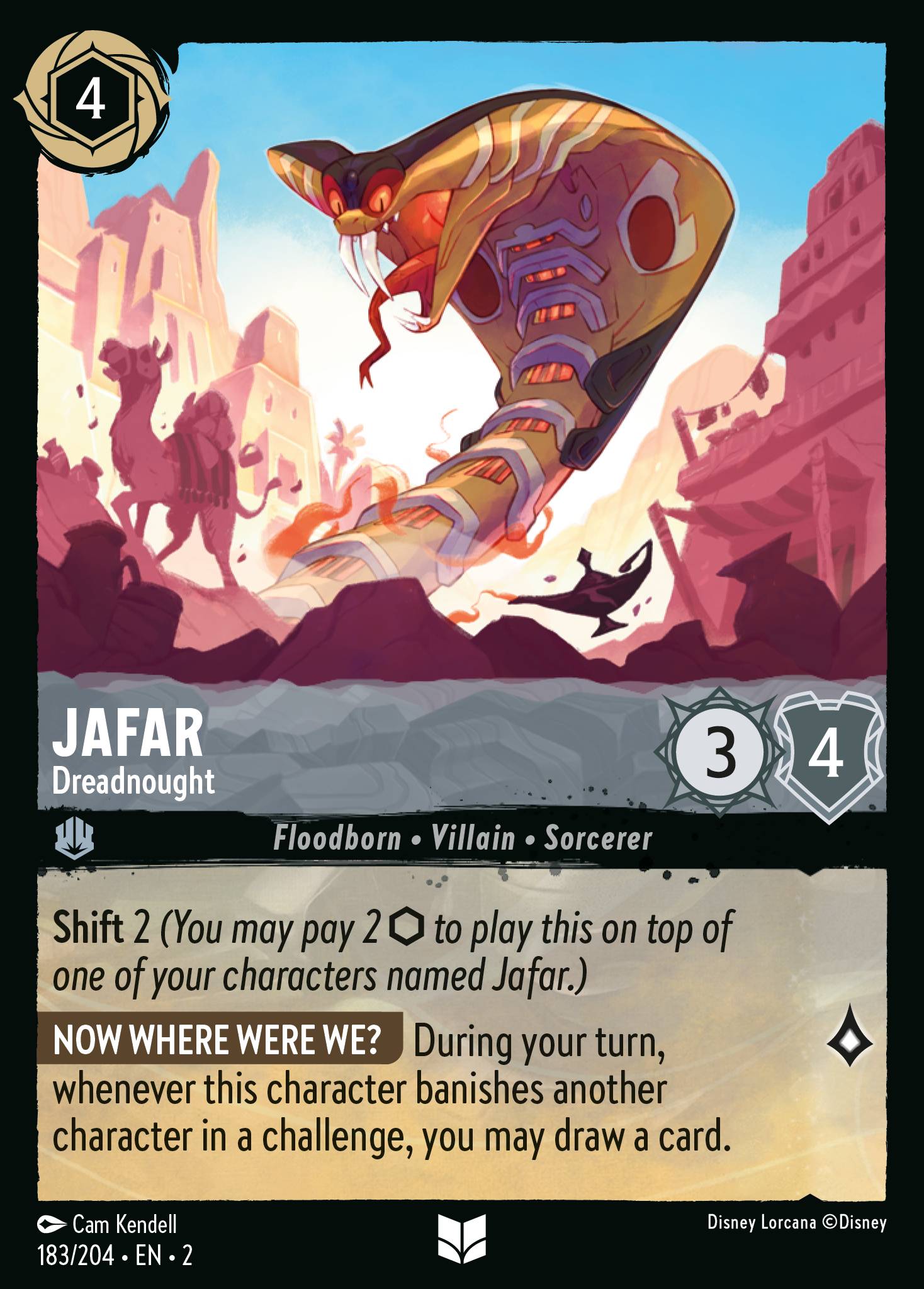 Disney Lorcana Rise of the Floodborn card #183 - Jafar - Dreadnought (Cold Foil)