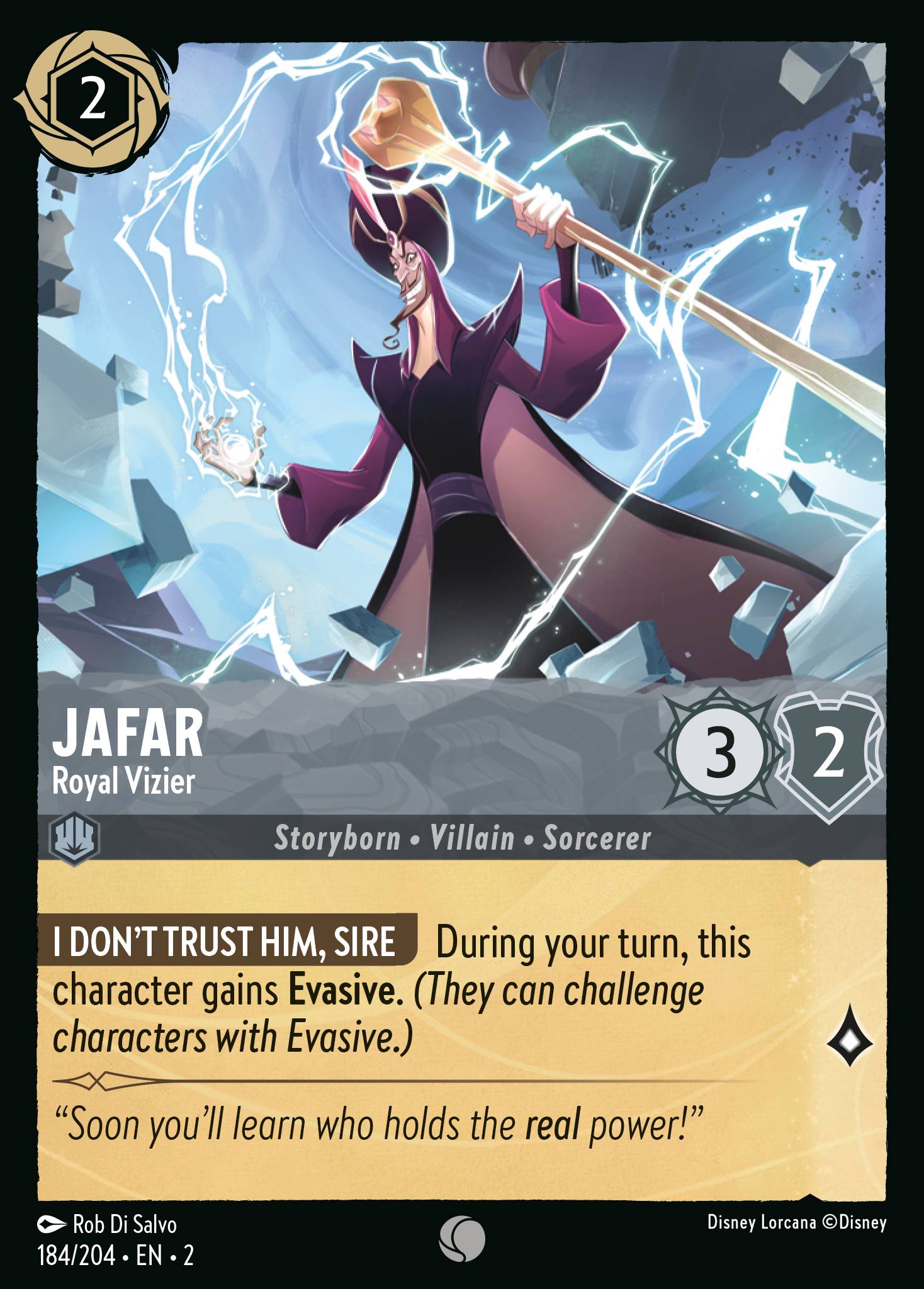 Disney Lorcana Rise of the Floodborn card #184 - Jafar - Royal Vizier (Cold Foil)