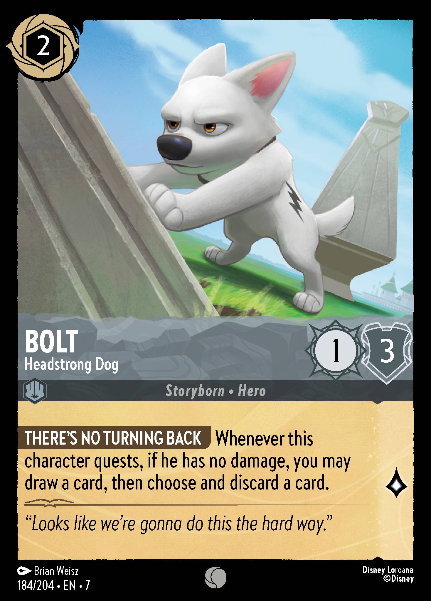 Disney Lorcana Archazia's Island card #184 - Bolt - Headstrong Dog (Cold Foil)